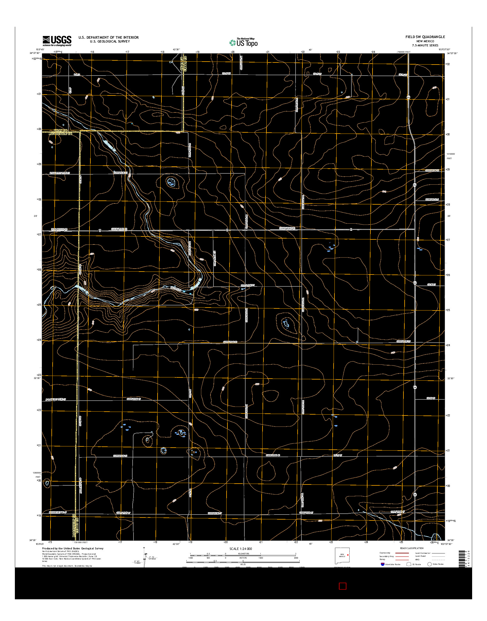 USGS US TOPO 7.5-MINUTE MAP FOR FIELD SW, NM 2017