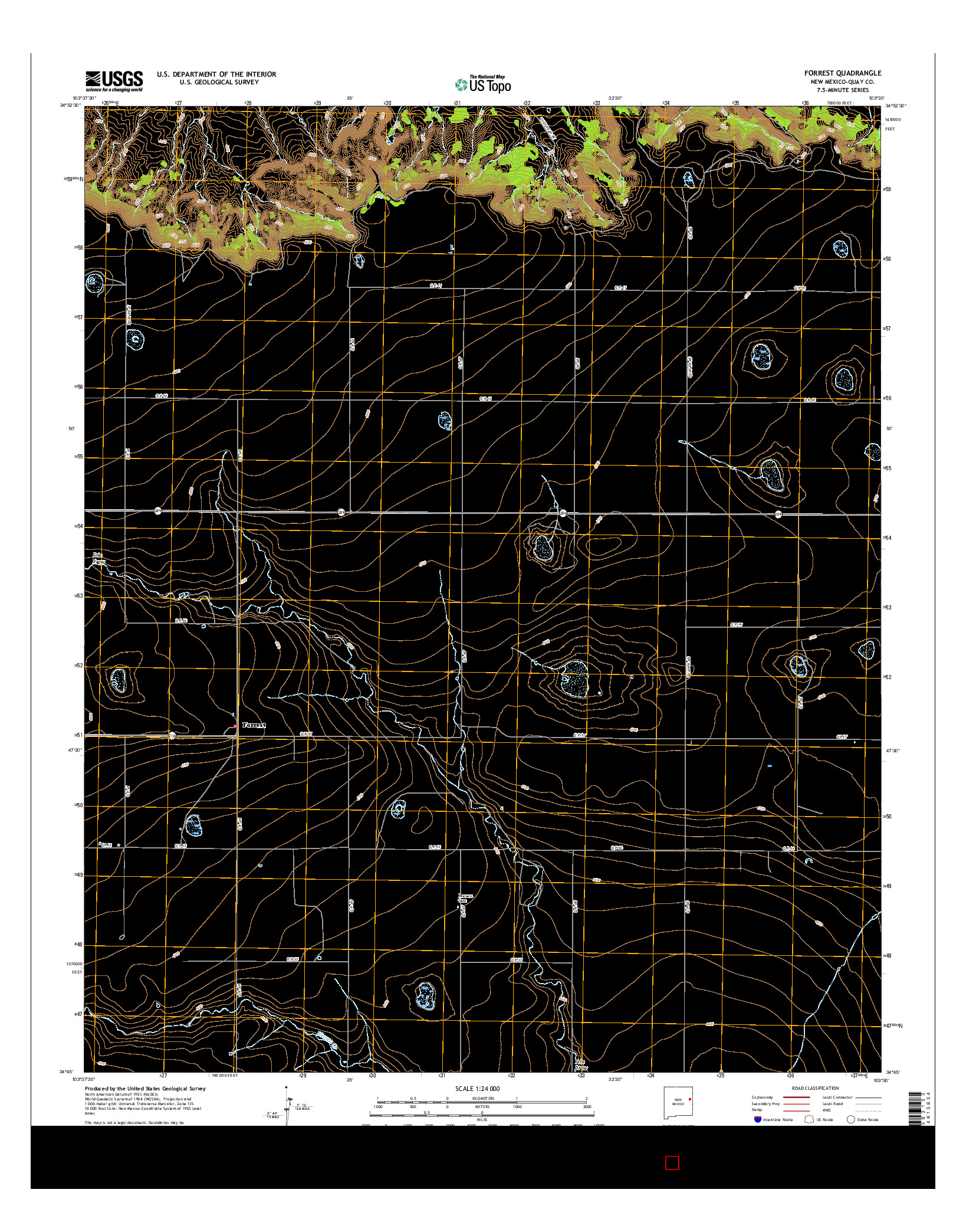 USGS US TOPO 7.5-MINUTE MAP FOR FORREST, NM 2017