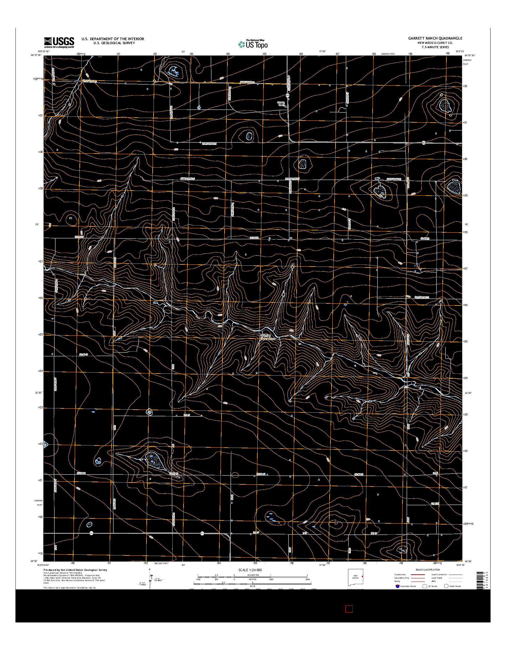 USGS US TOPO 7.5-MINUTE MAP FOR GARRETT RANCH, NM 2017