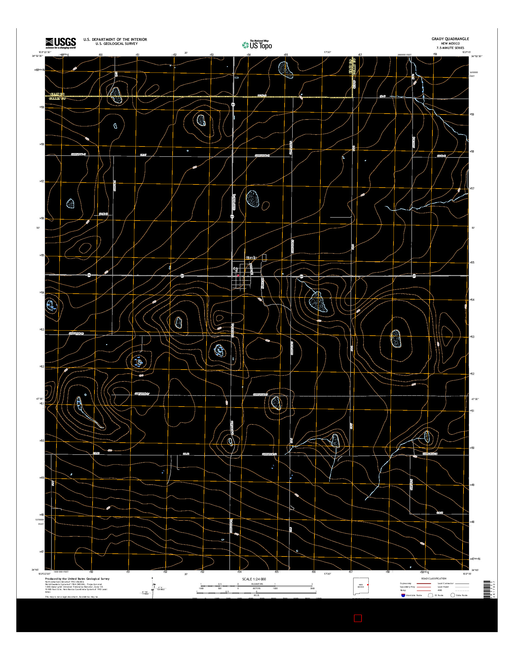 USGS US TOPO 7.5-MINUTE MAP FOR GRADY, NM 2017