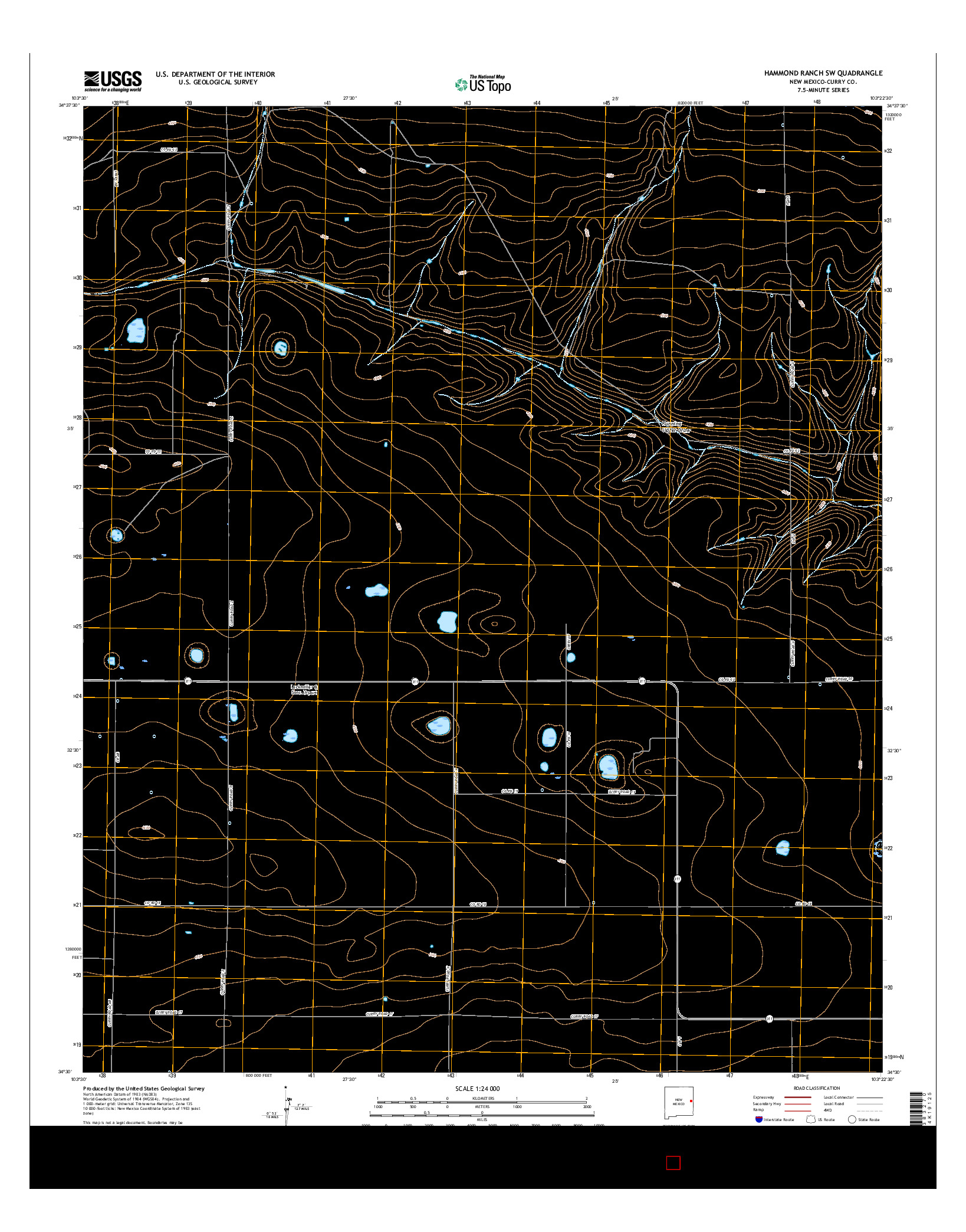 USGS US TOPO 7.5-MINUTE MAP FOR HAMMOND RANCH SW, NM 2017