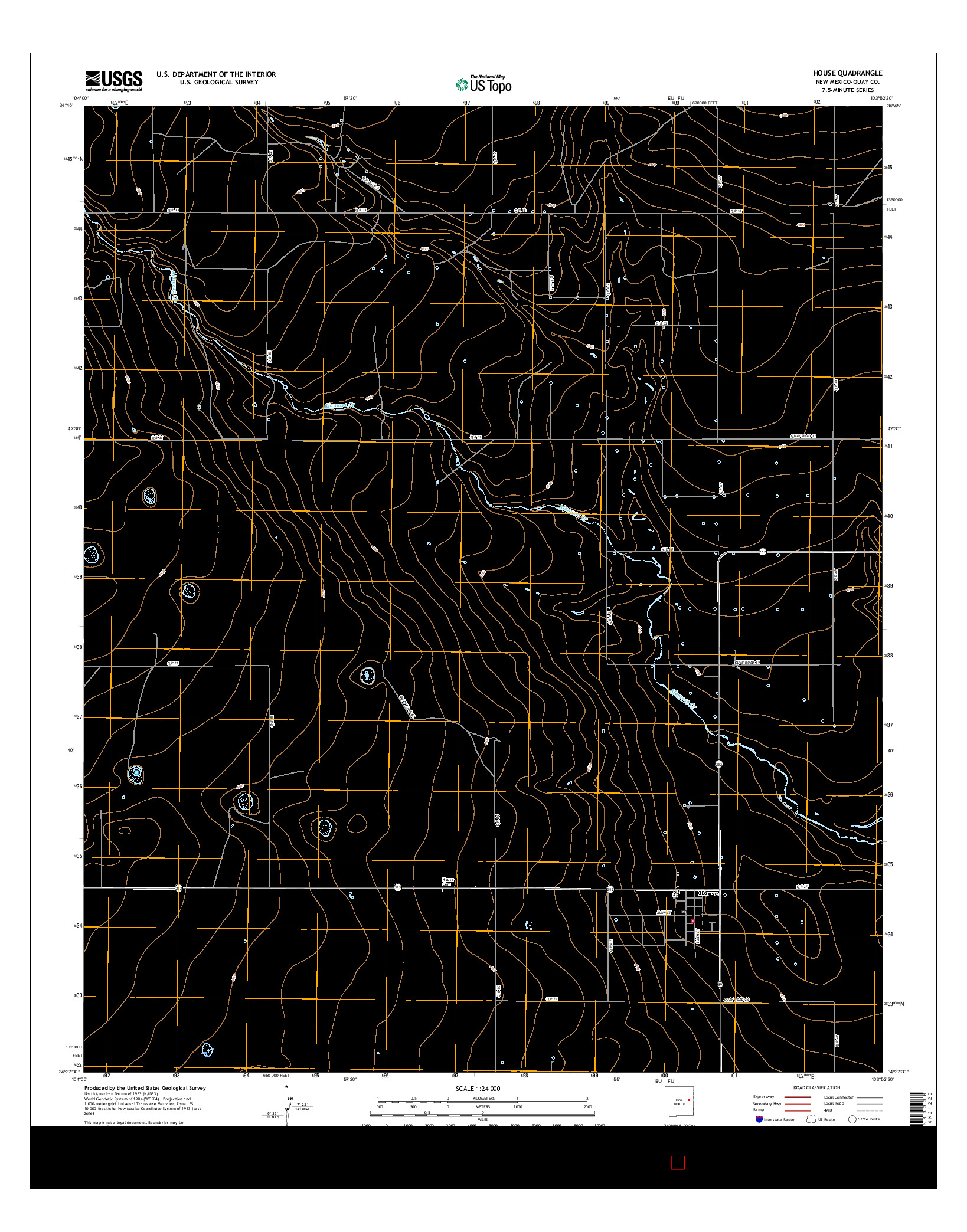 USGS US TOPO 7.5-MINUTE MAP FOR HOUSE, NM 2017