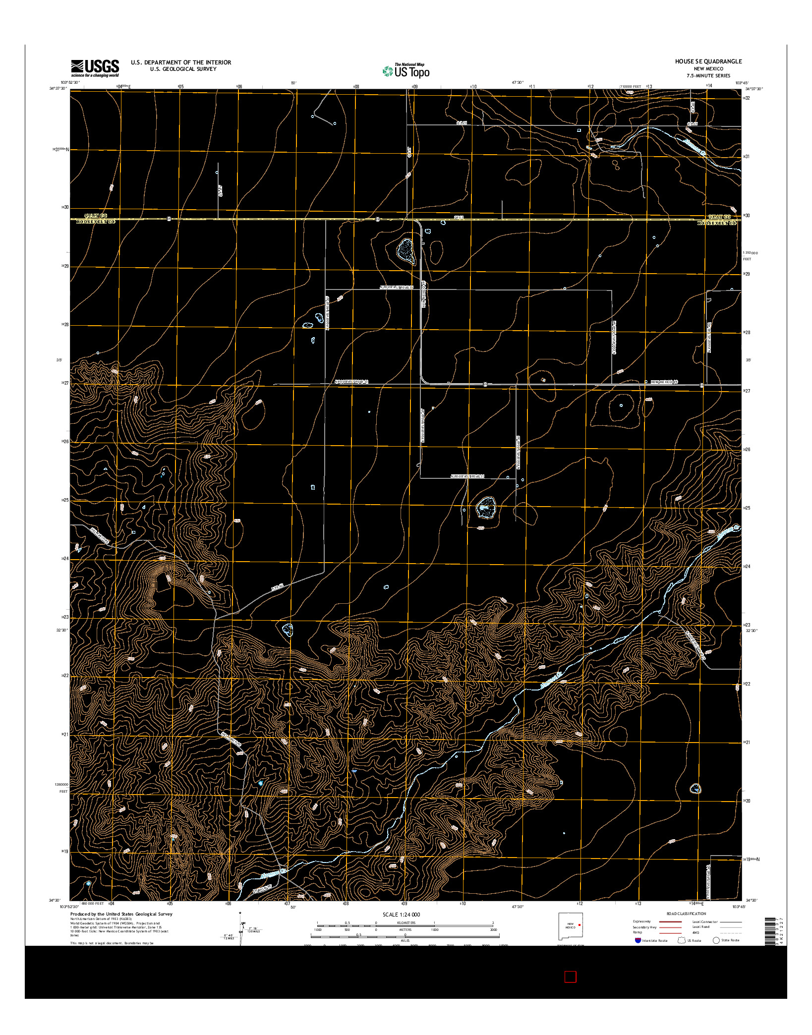 USGS US TOPO 7.5-MINUTE MAP FOR HOUSE SE, NM 2017