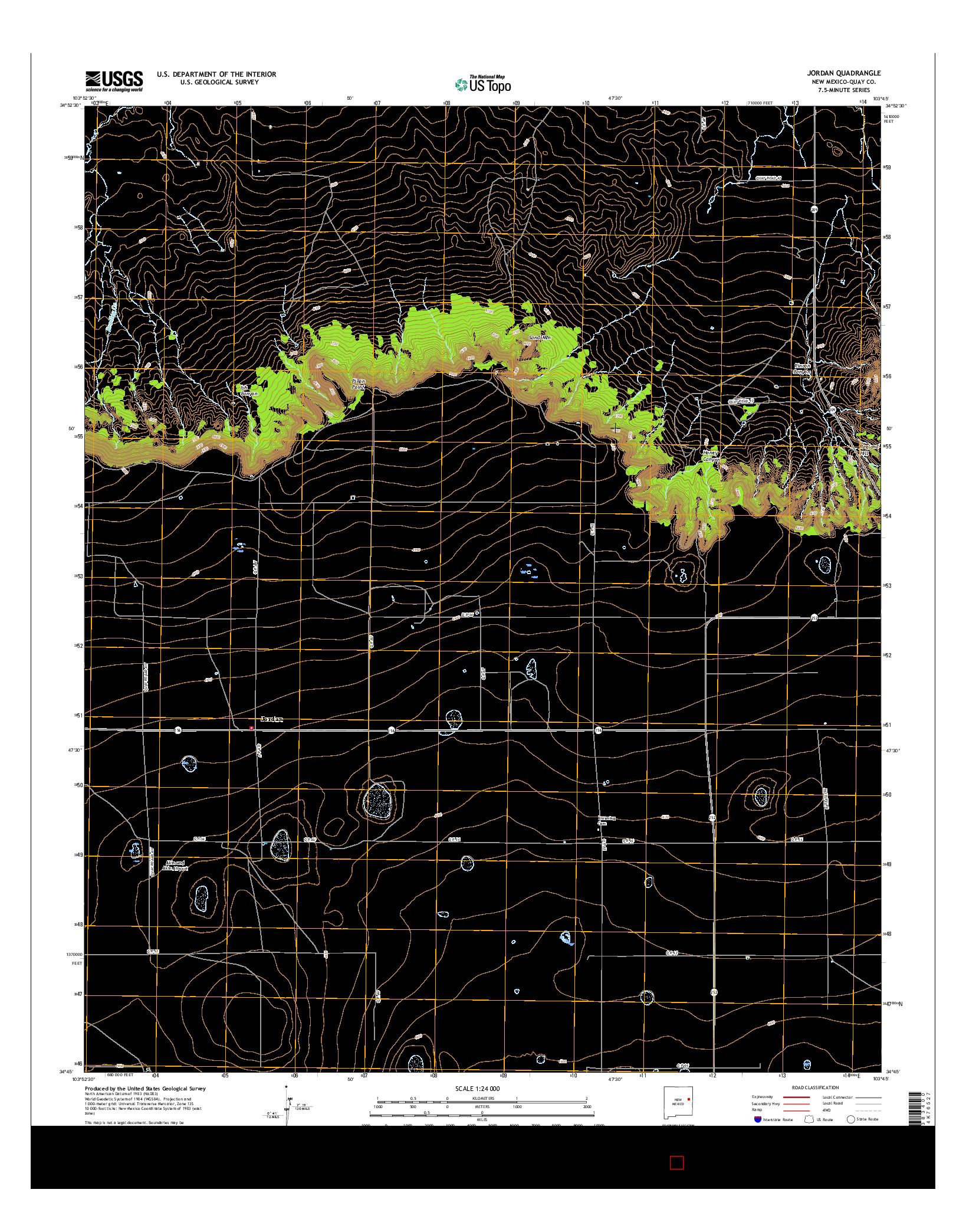USGS US TOPO 7.5-MINUTE MAP FOR JORDAN, NM 2017