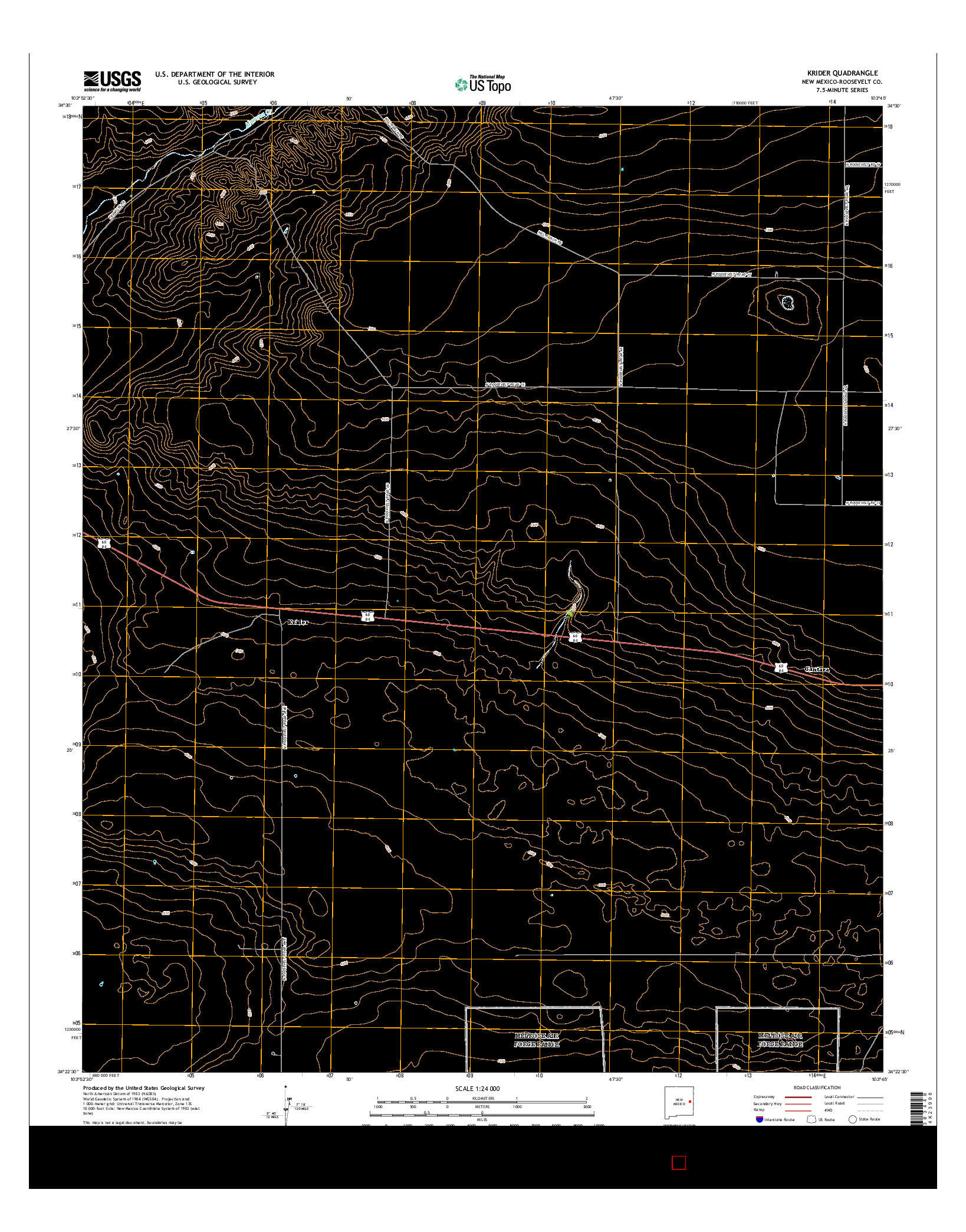 USGS US TOPO 7.5-MINUTE MAP FOR KRIDER, NM 2017