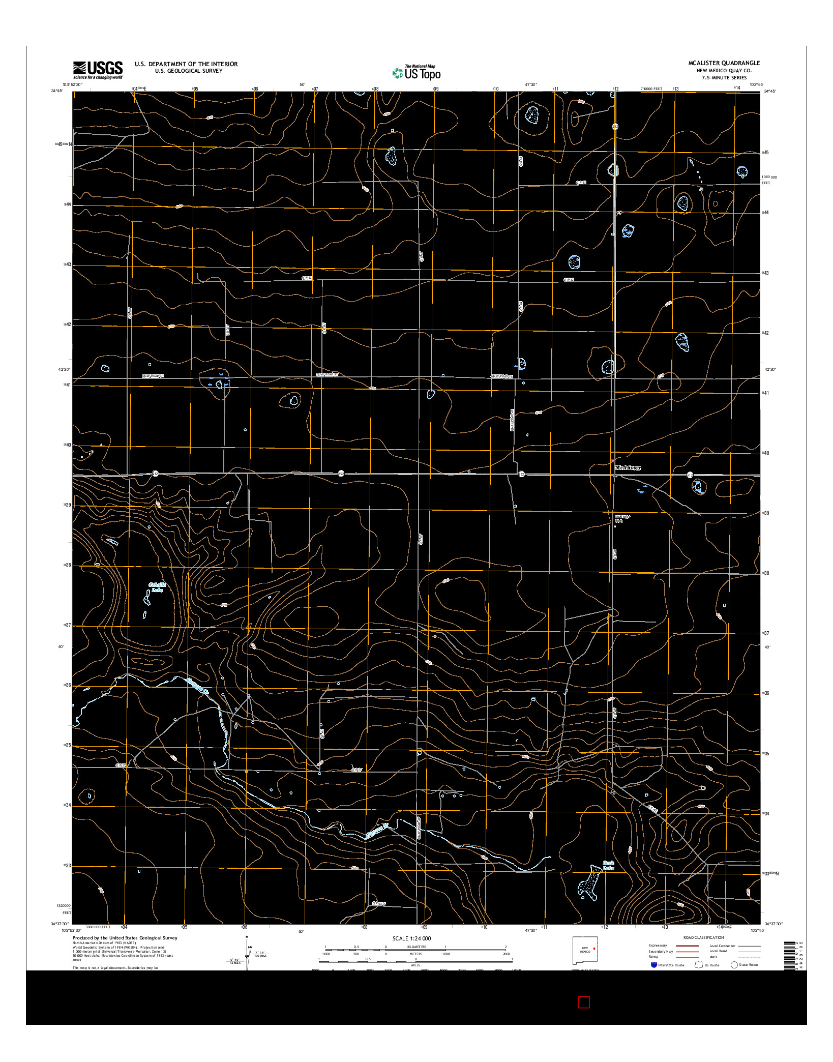 USGS US TOPO 7.5-MINUTE MAP FOR MCALISTER, NM 2017