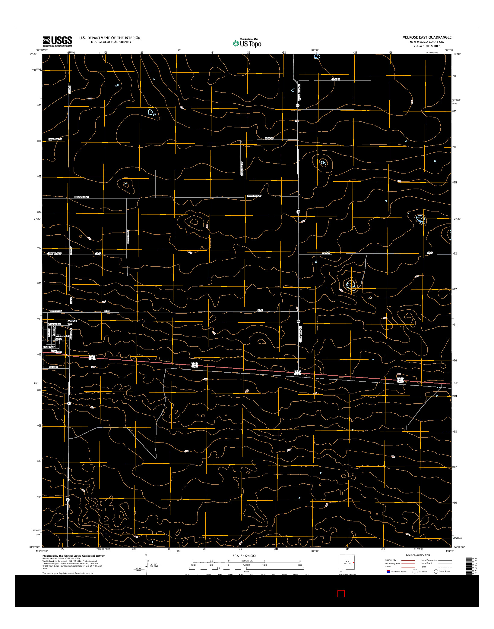 USGS US TOPO 7.5-MINUTE MAP FOR MELROSE EAST, NM 2017