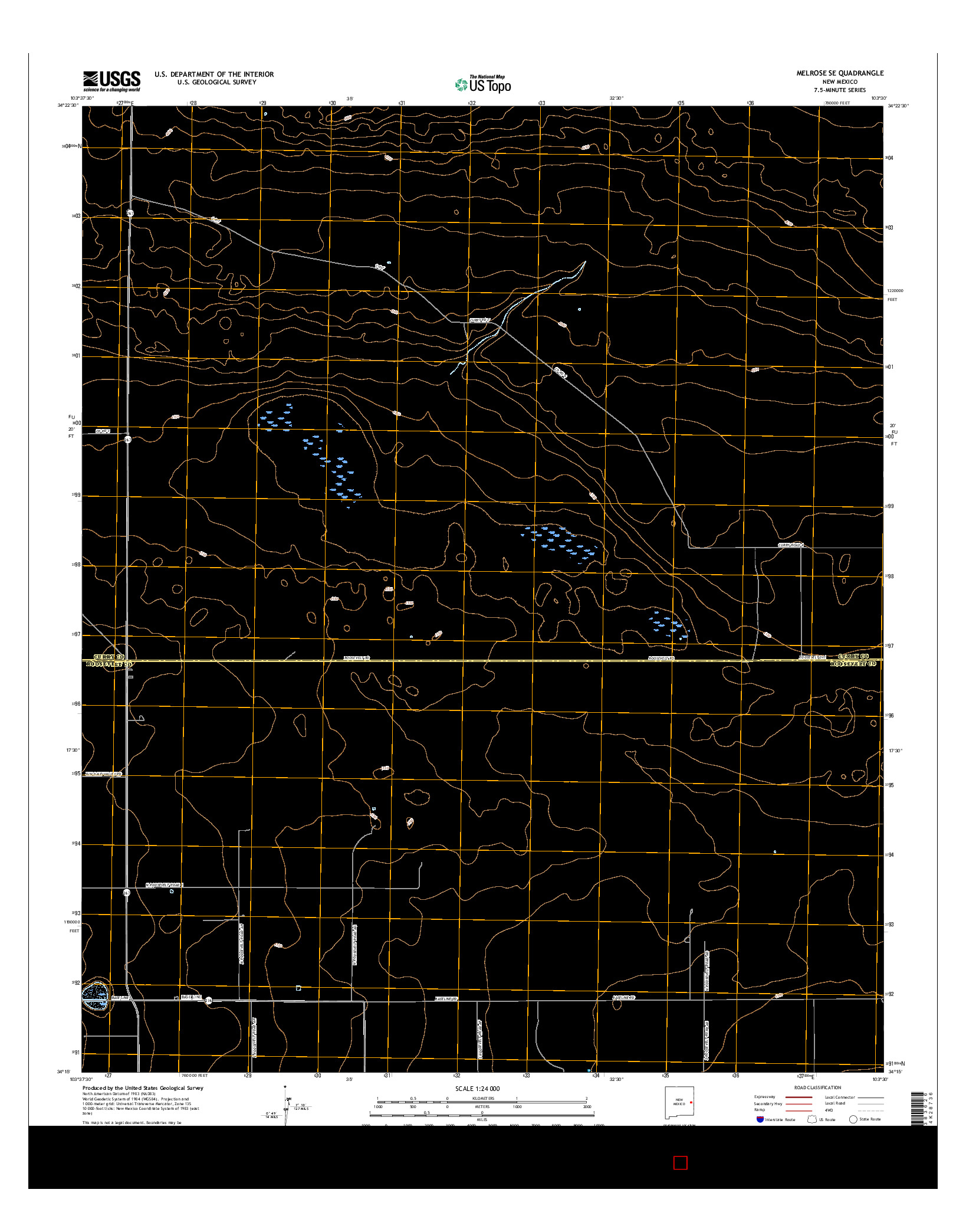 USGS US TOPO 7.5-MINUTE MAP FOR MELROSE SE, NM 2017