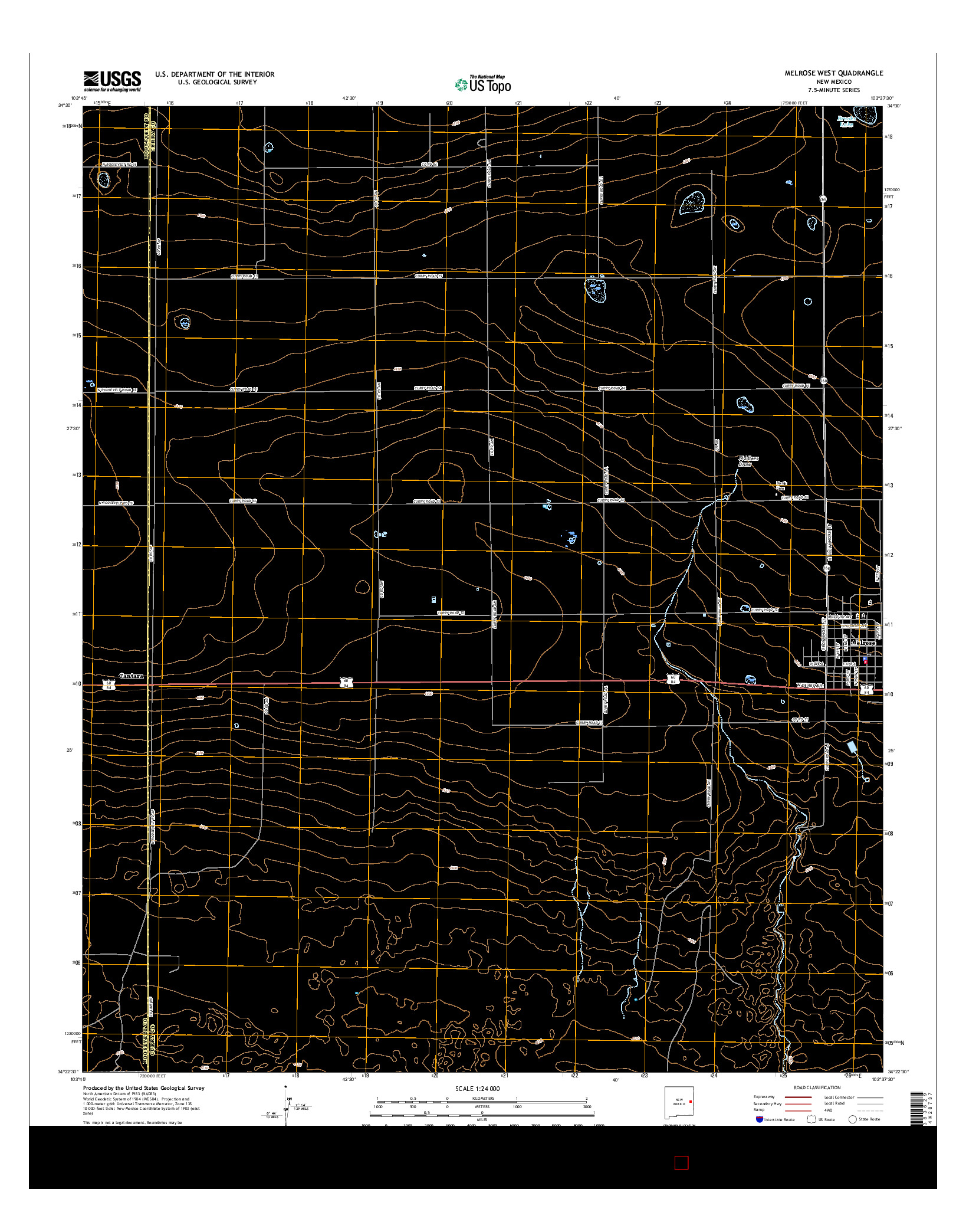 USGS US TOPO 7.5-MINUTE MAP FOR MELROSE WEST, NM 2017