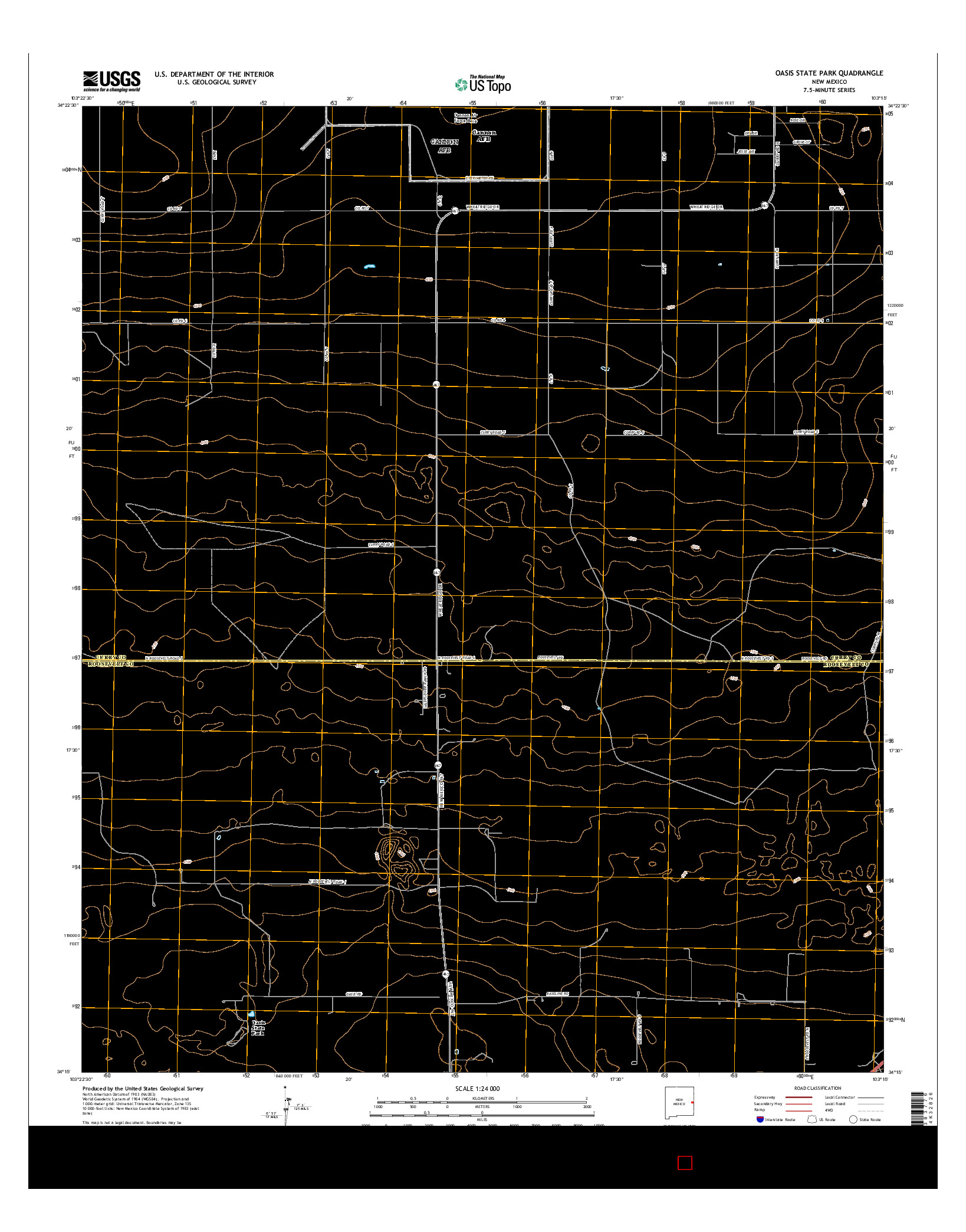 USGS US TOPO 7.5-MINUTE MAP FOR OASIS STATE PARK, NM 2017