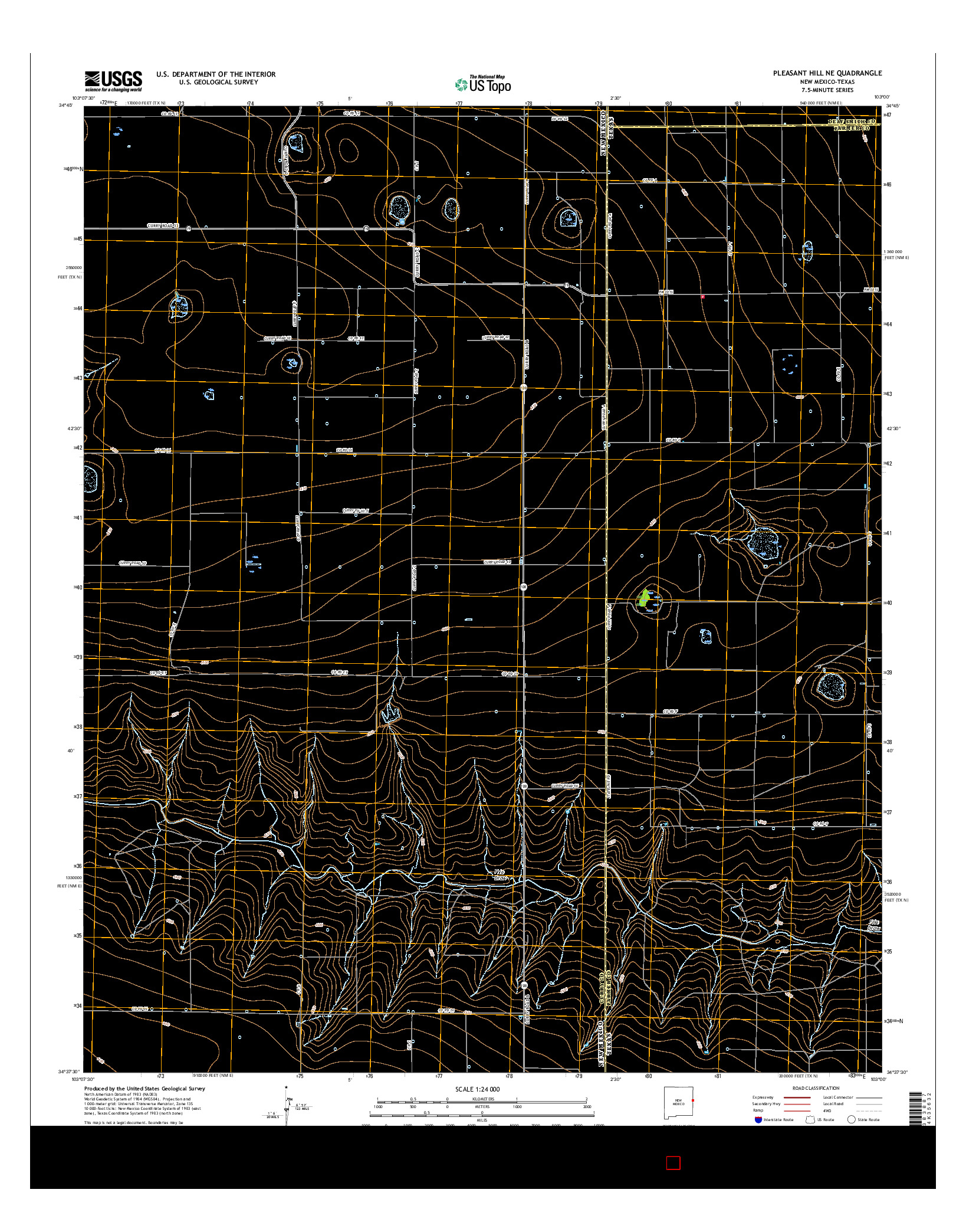 USGS US TOPO 7.5-MINUTE MAP FOR PLEASANT HILL NE, NM-TX 2017