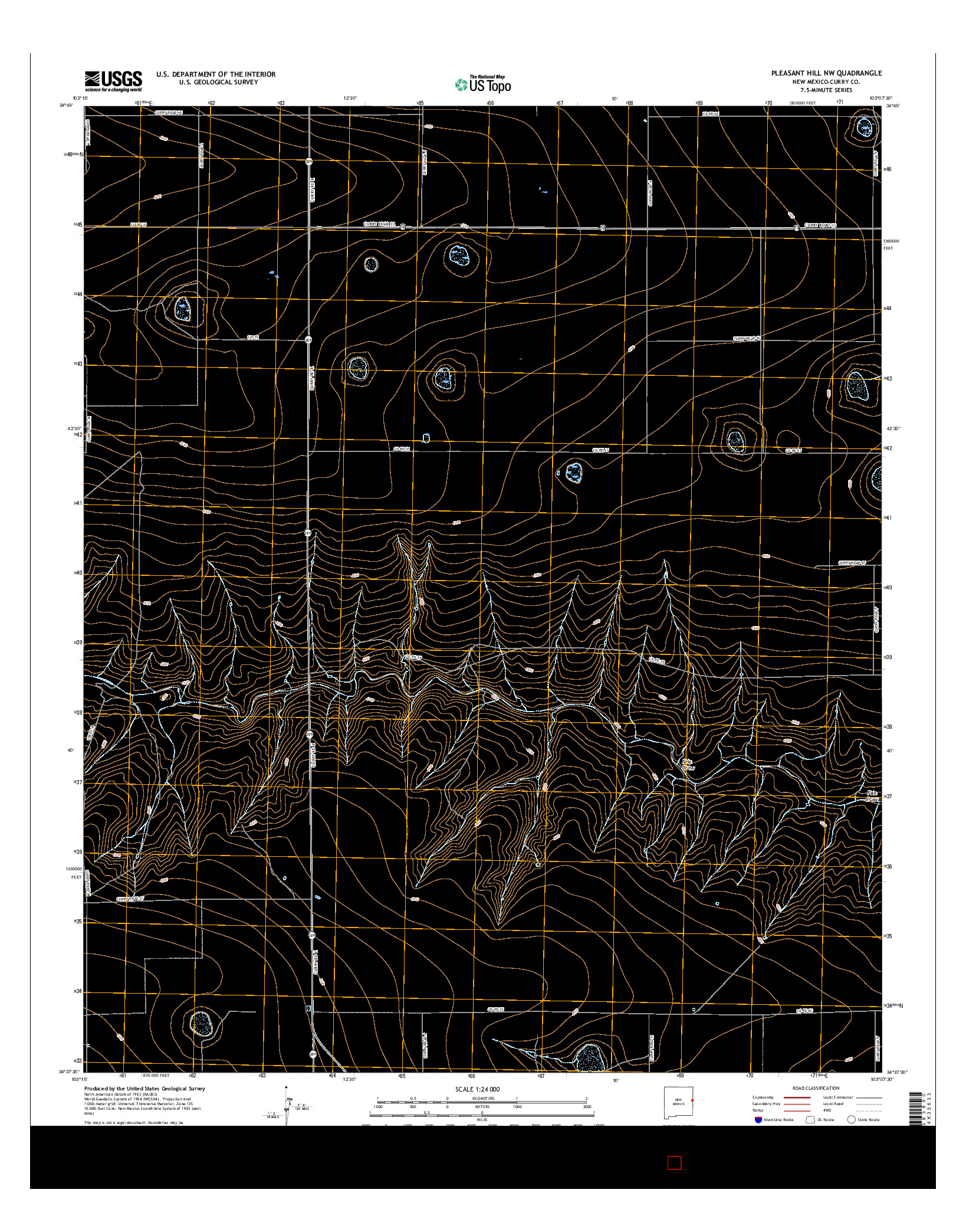 USGS US TOPO 7.5-MINUTE MAP FOR PLEASANT HILL NW, NM 2017