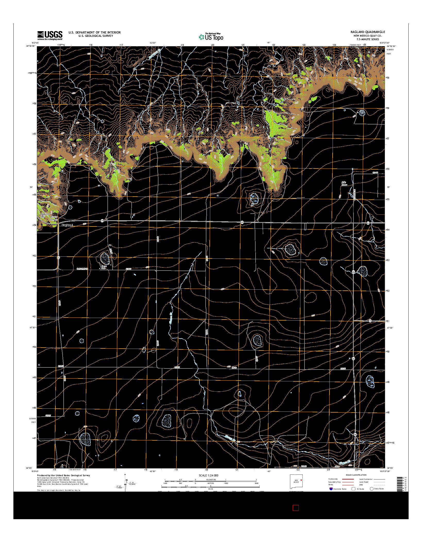 USGS US TOPO 7.5-MINUTE MAP FOR RAGLAND, NM 2017