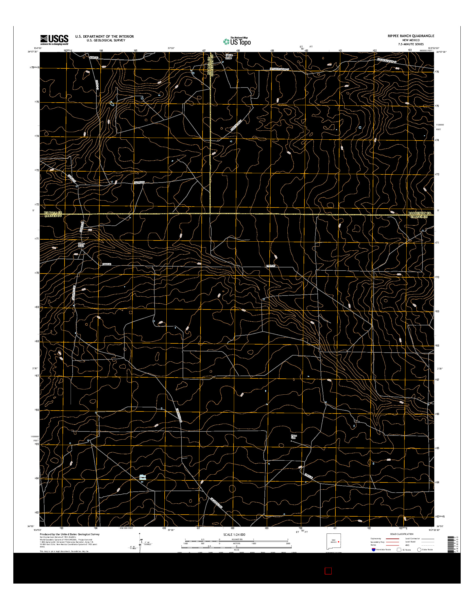 USGS US TOPO 7.5-MINUTE MAP FOR RIPPEE RANCH, NM 2017