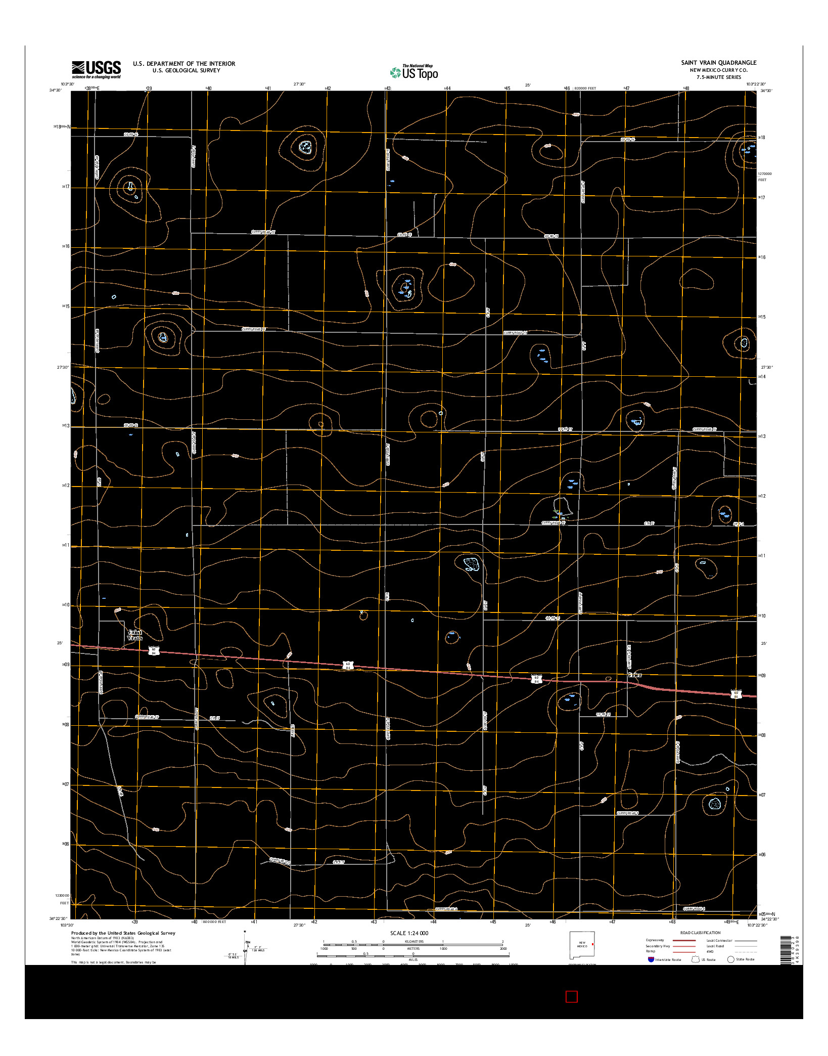 USGS US TOPO 7.5-MINUTE MAP FOR SAINT VRAIN, NM 2017