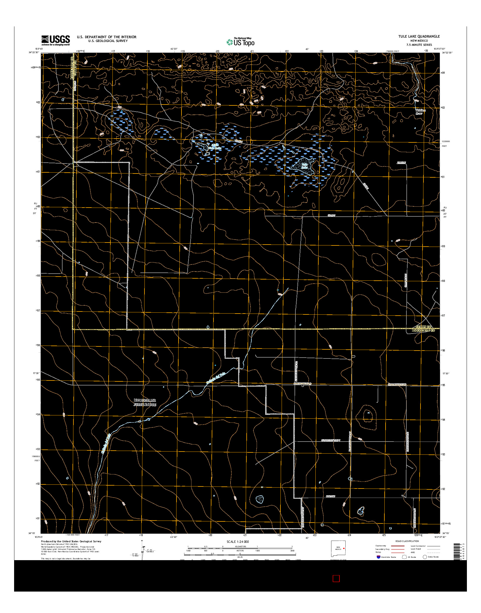 USGS US TOPO 7.5-MINUTE MAP FOR TULE LAKE, NM 2017