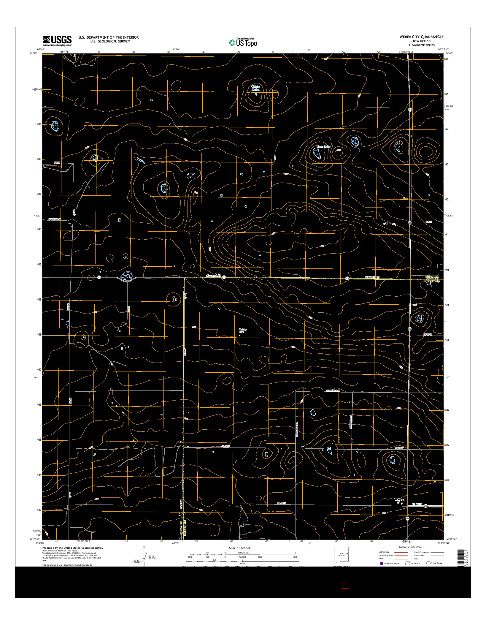 USGS US TOPO 7.5-MINUTE MAP FOR WEBER CITY, NM 2017