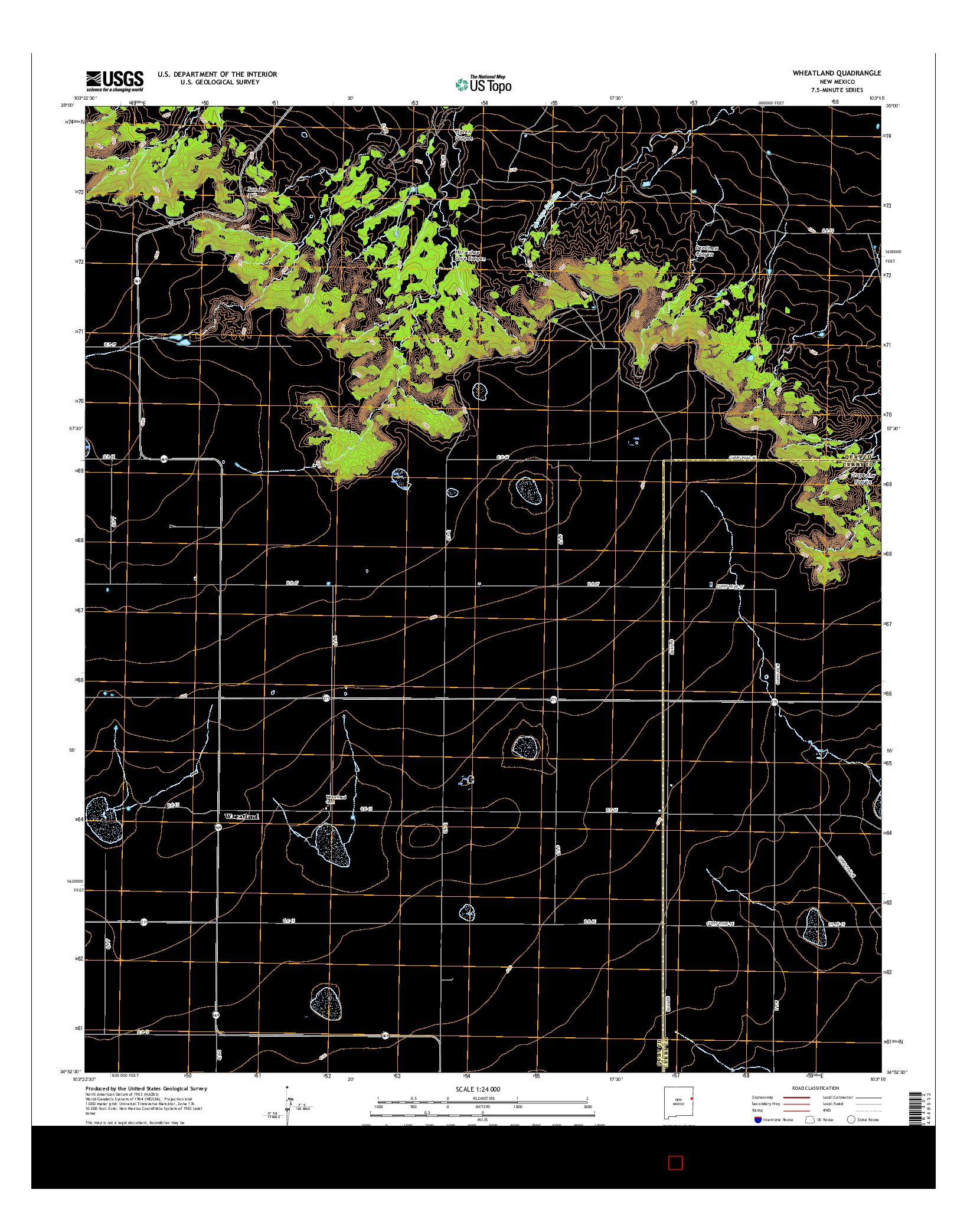 USGS US TOPO 7.5-MINUTE MAP FOR WHEATLAND, NM 2017