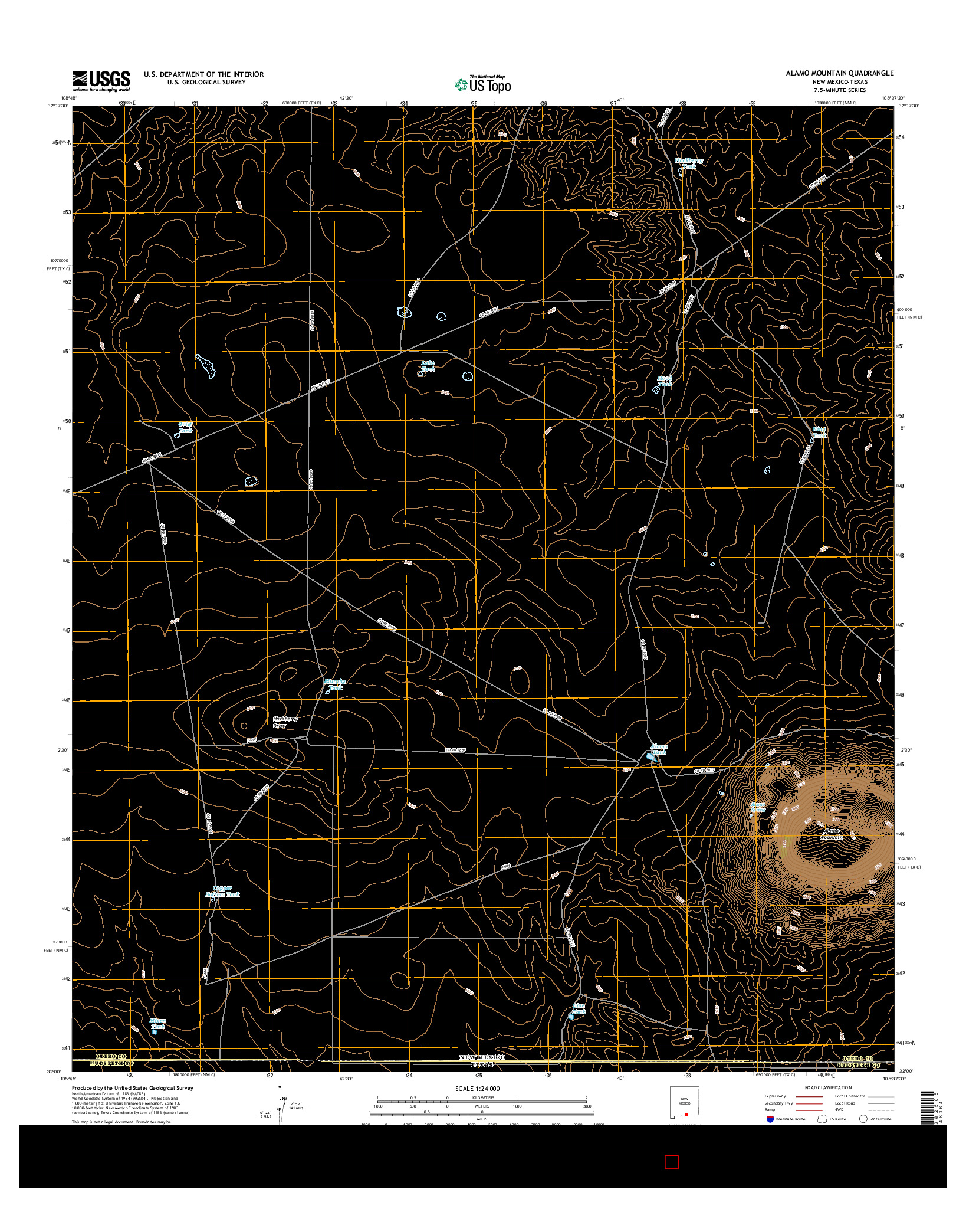 USGS US TOPO 7.5-MINUTE MAP FOR ALAMO MOUNTAIN, NM-TX 2017