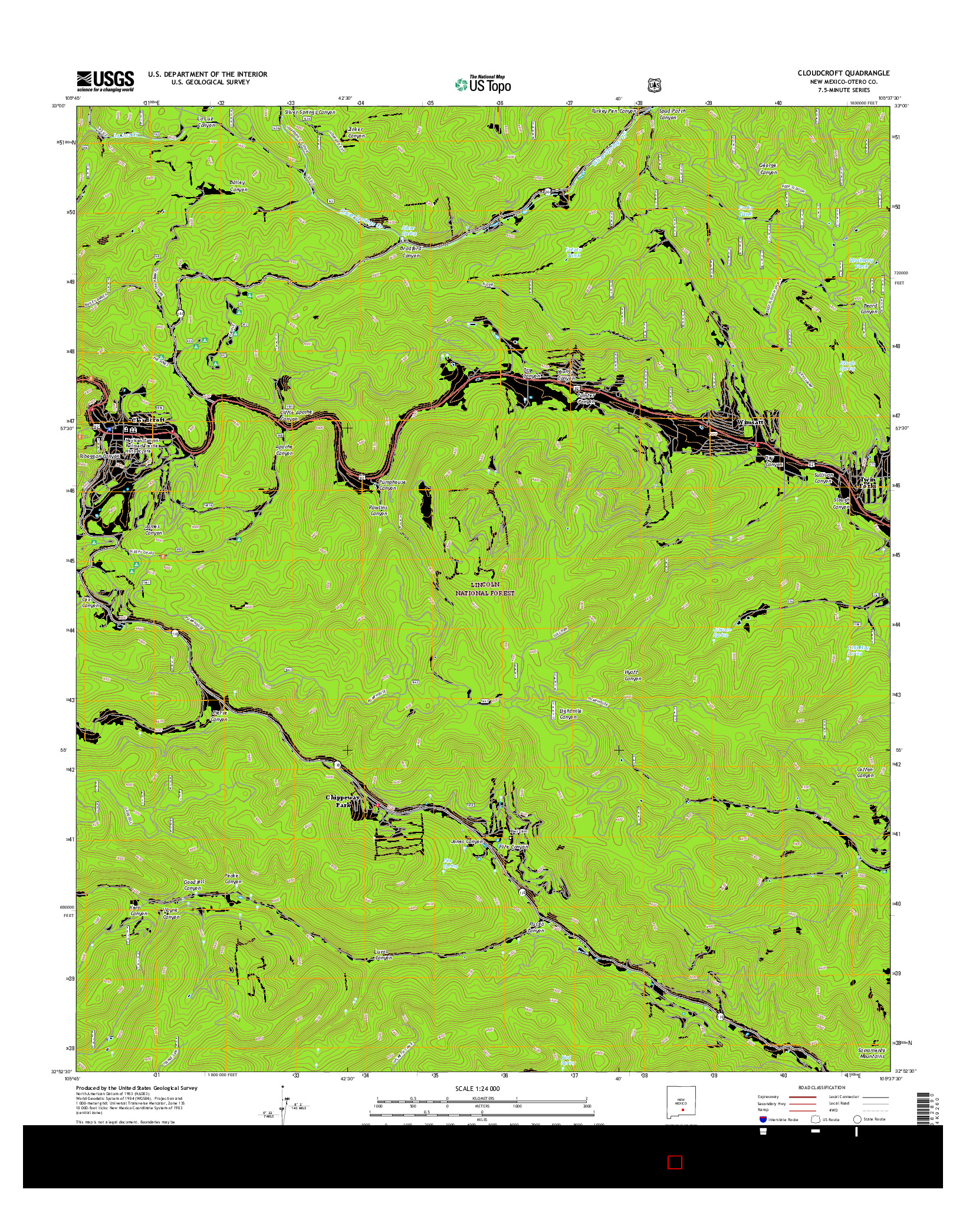 USGS US TOPO 7.5-MINUTE MAP FOR CLOUDCROFT, NM 2017