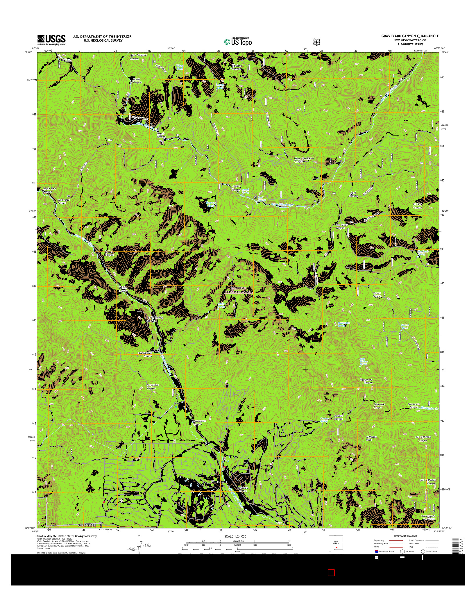 USGS US TOPO 7.5-MINUTE MAP FOR GRAVEYARD CANYON, NM 2017