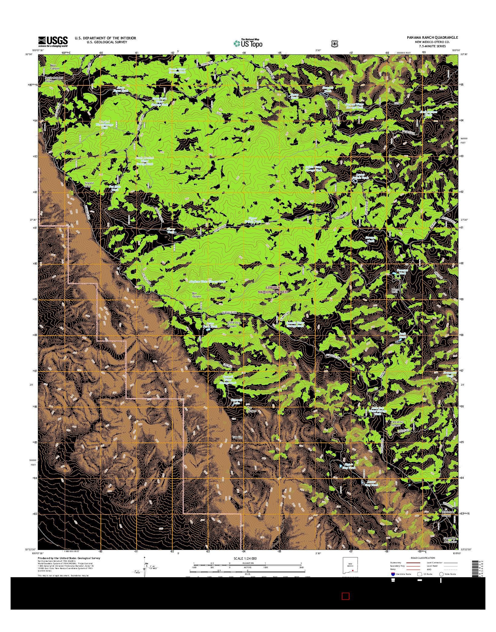 USGS US TOPO 7.5-MINUTE MAP FOR PANAMA RANCH, NM 2017