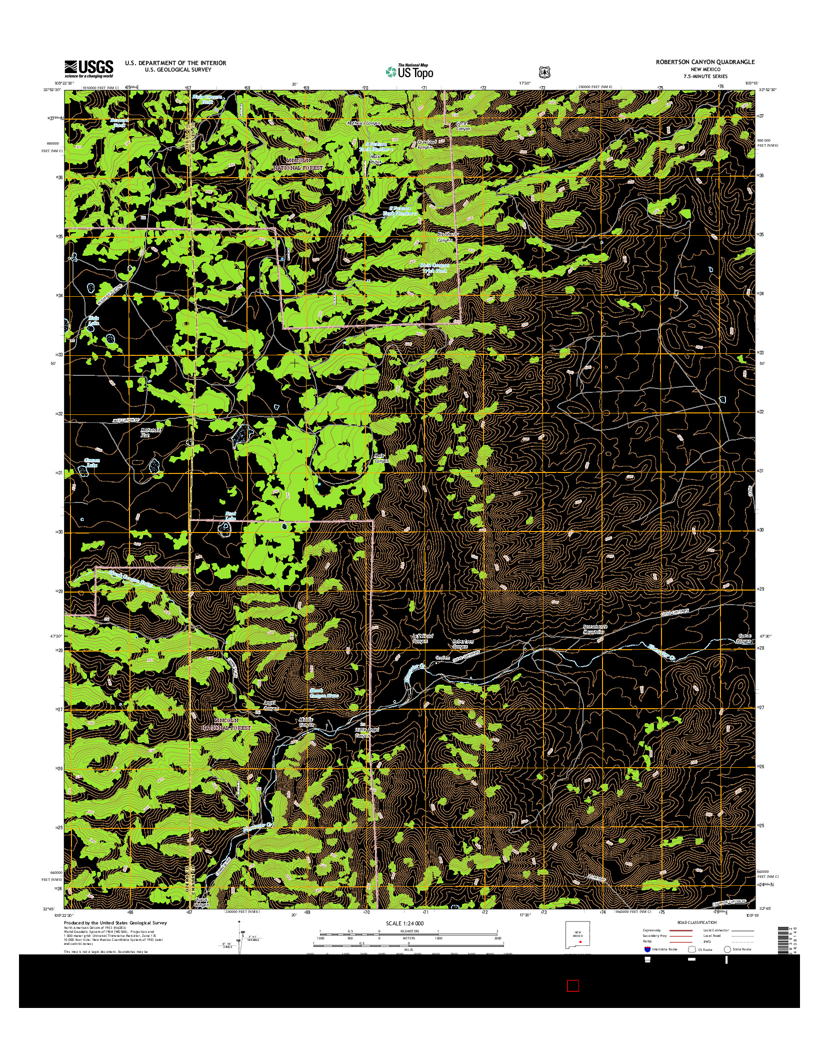 USGS US TOPO 7.5-MINUTE MAP FOR ROBERTSON CANYON, NM 2017