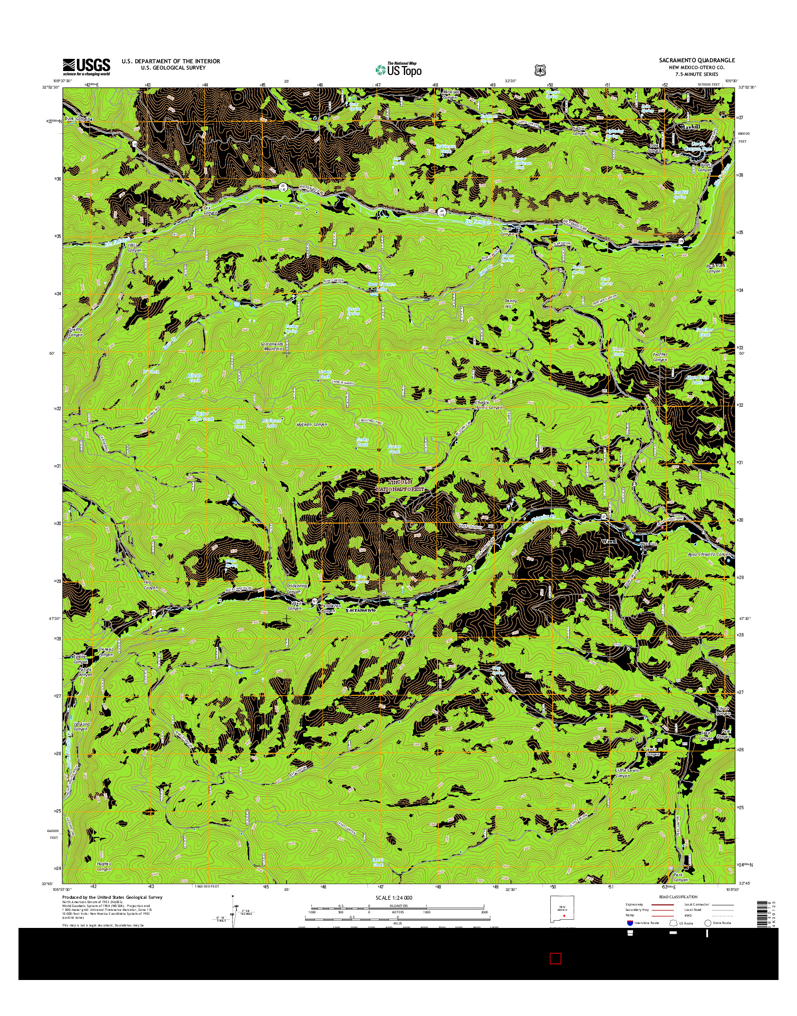 USGS US TOPO 7.5-MINUTE MAP FOR SACRAMENTO, NM 2017