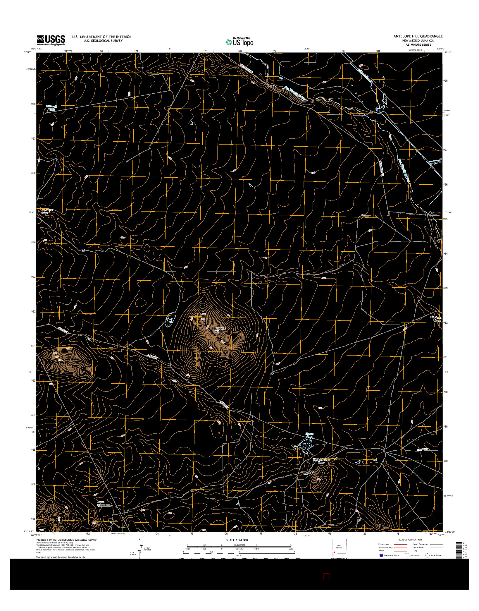 USGS US TOPO 7.5-MINUTE MAP FOR ANTELOPE HILL, NM 2017