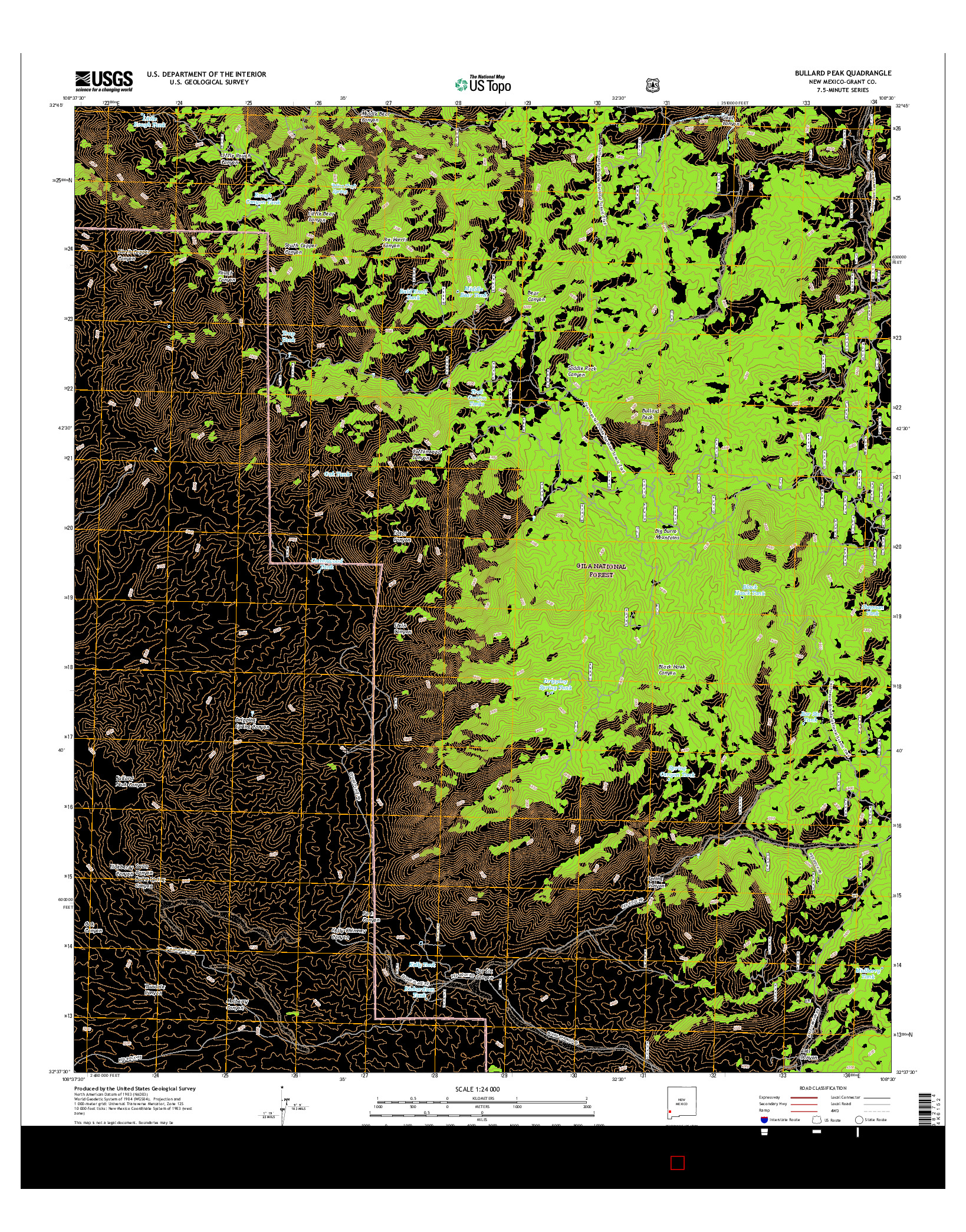 USGS US TOPO 7.5-MINUTE MAP FOR BULLARD PEAK, NM 2017