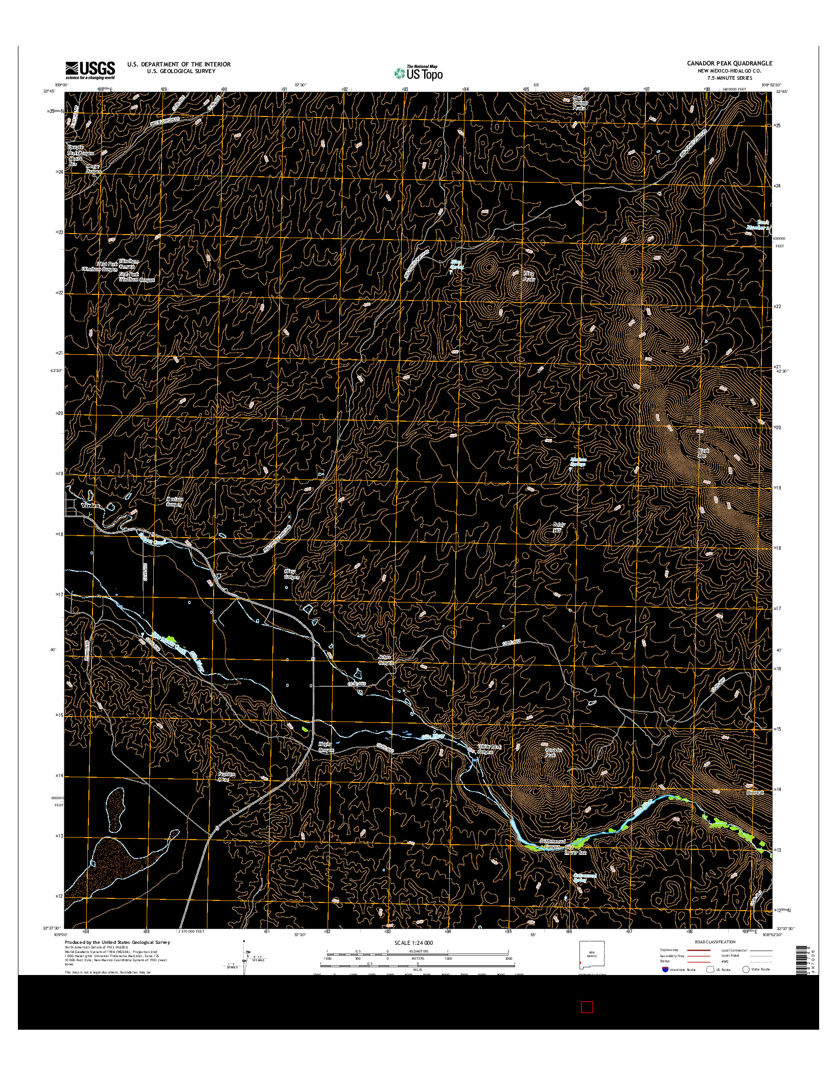 USGS US TOPO 7.5-MINUTE MAP FOR CANADOR PEAK, NM 2017