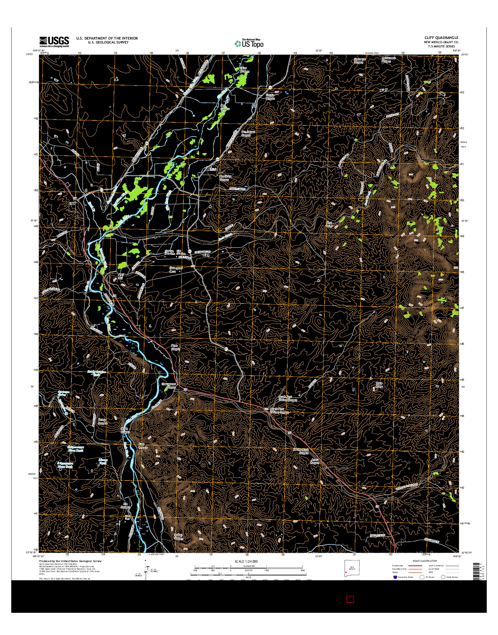 USGS US TOPO 7.5-MINUTE MAP FOR CLIFF, NM 2017