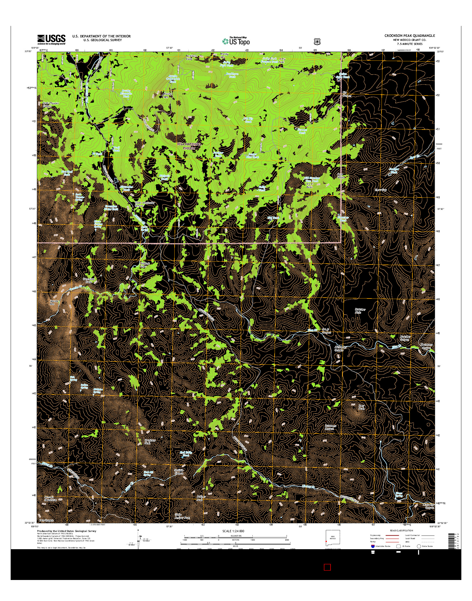 USGS US TOPO 7.5-MINUTE MAP FOR CROOKSON PEAK, NM 2017