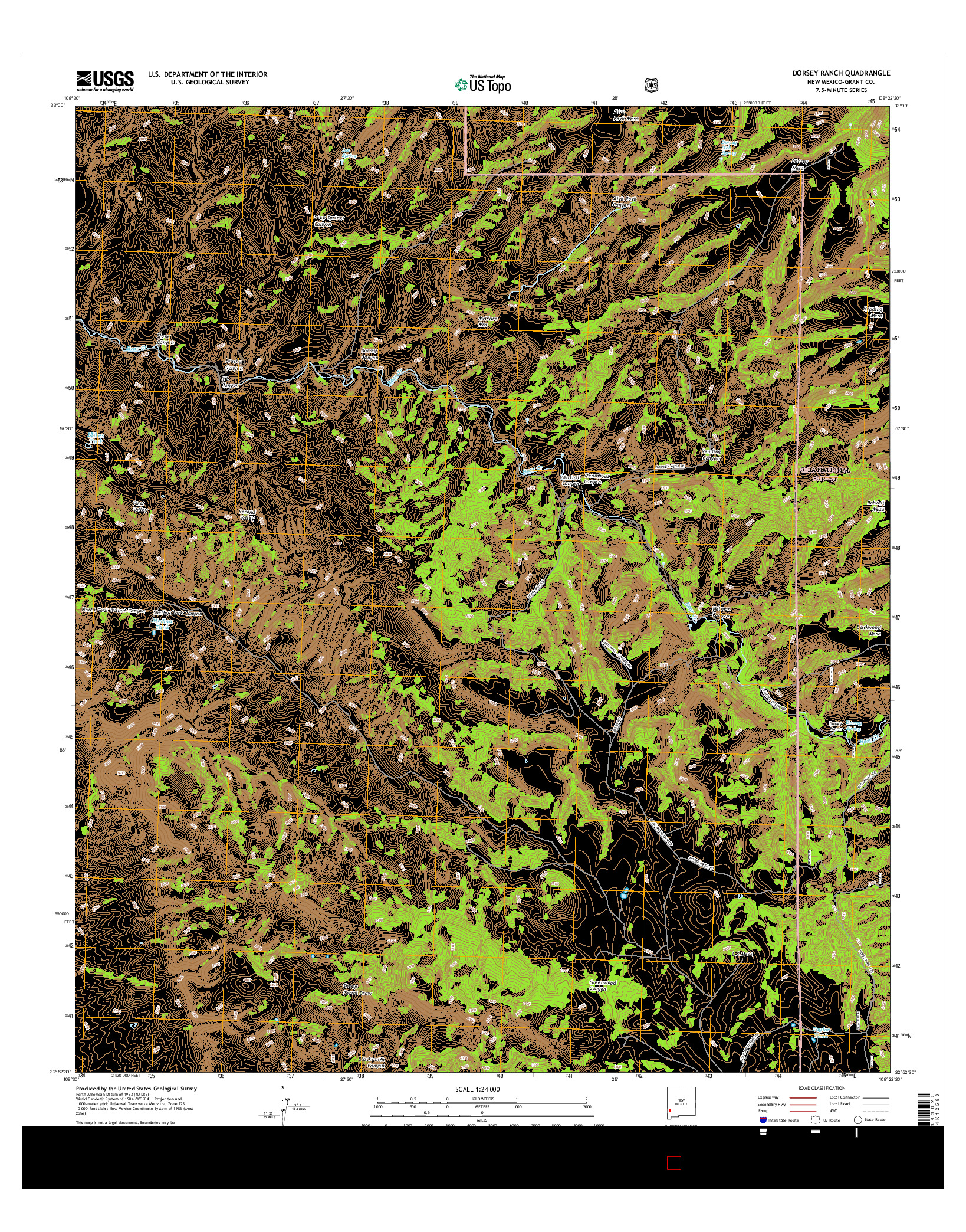 USGS US TOPO 7.5-MINUTE MAP FOR DORSEY RANCH, NM 2017