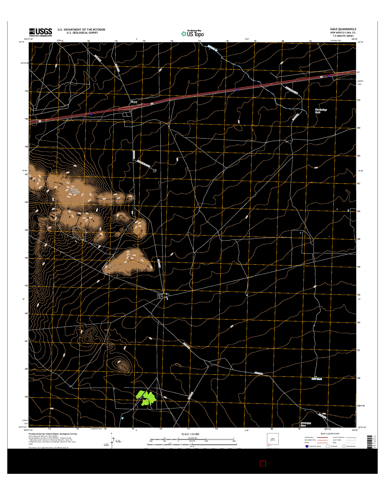 USGS US TOPO 7.5-MINUTE MAP FOR GAGE, NM 2017