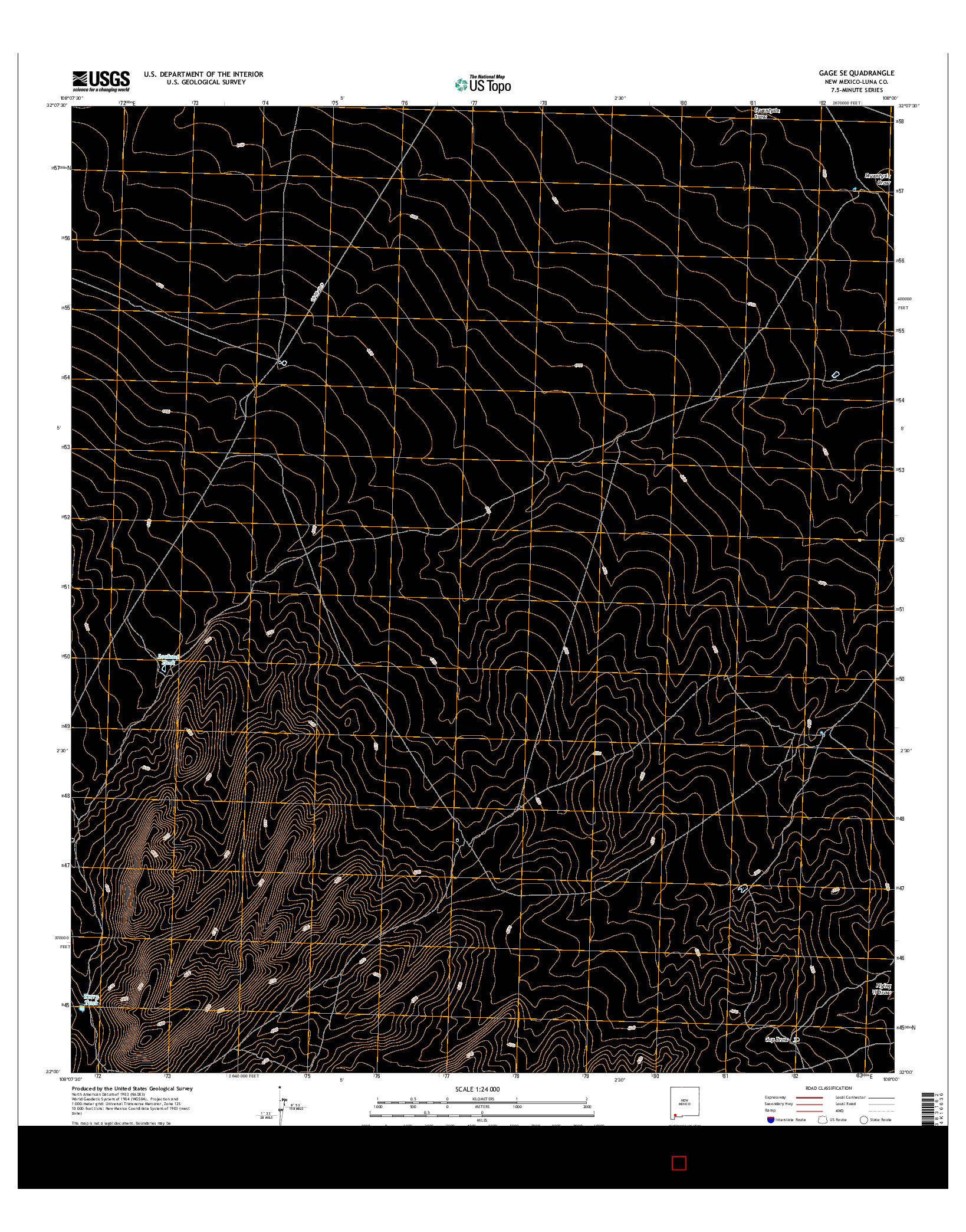 USGS US TOPO 7.5-MINUTE MAP FOR GAGE SE, NM 2017