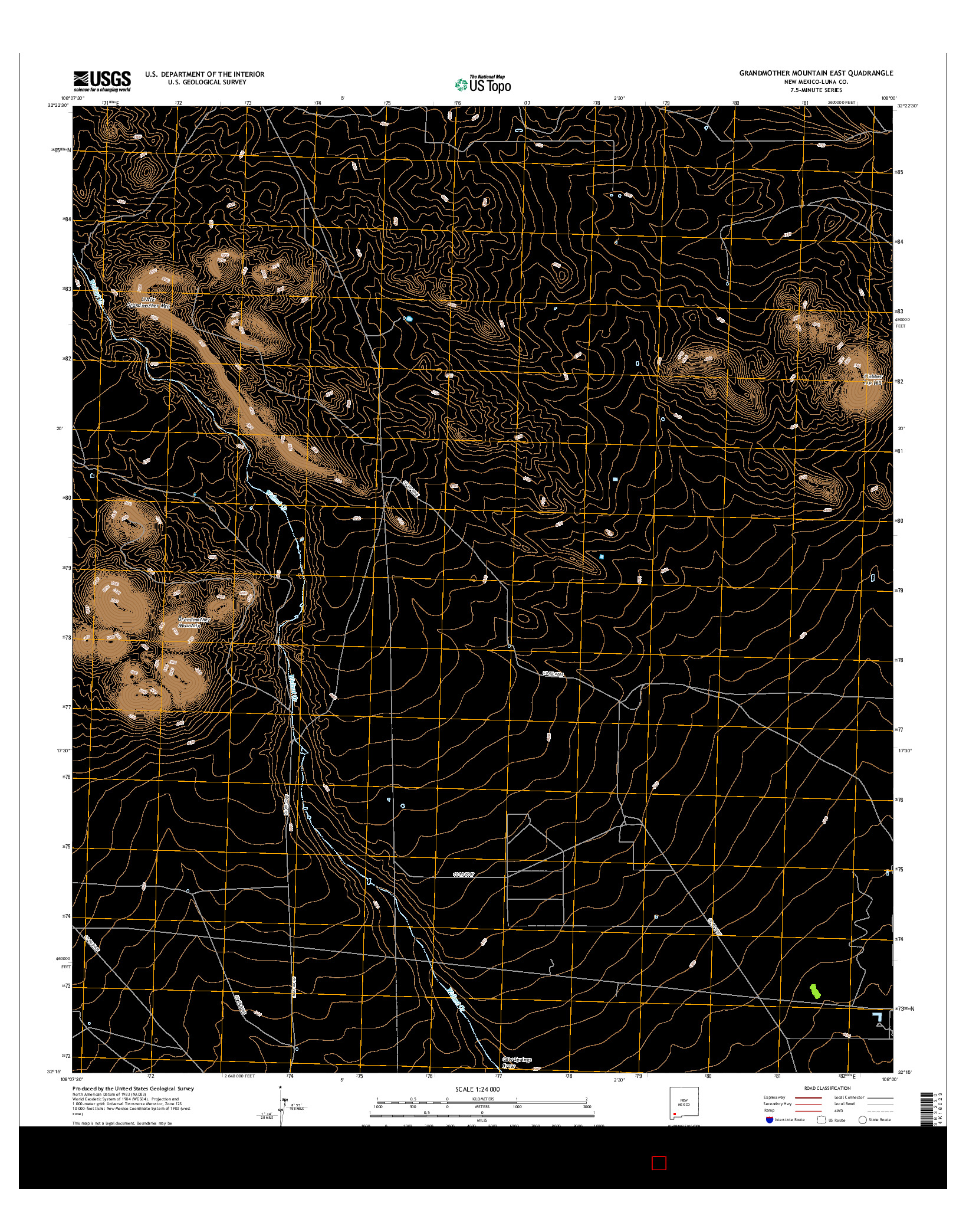 USGS US TOPO 7.5-MINUTE MAP FOR GRANDMOTHER MOUNTAIN EAST, NM 2017