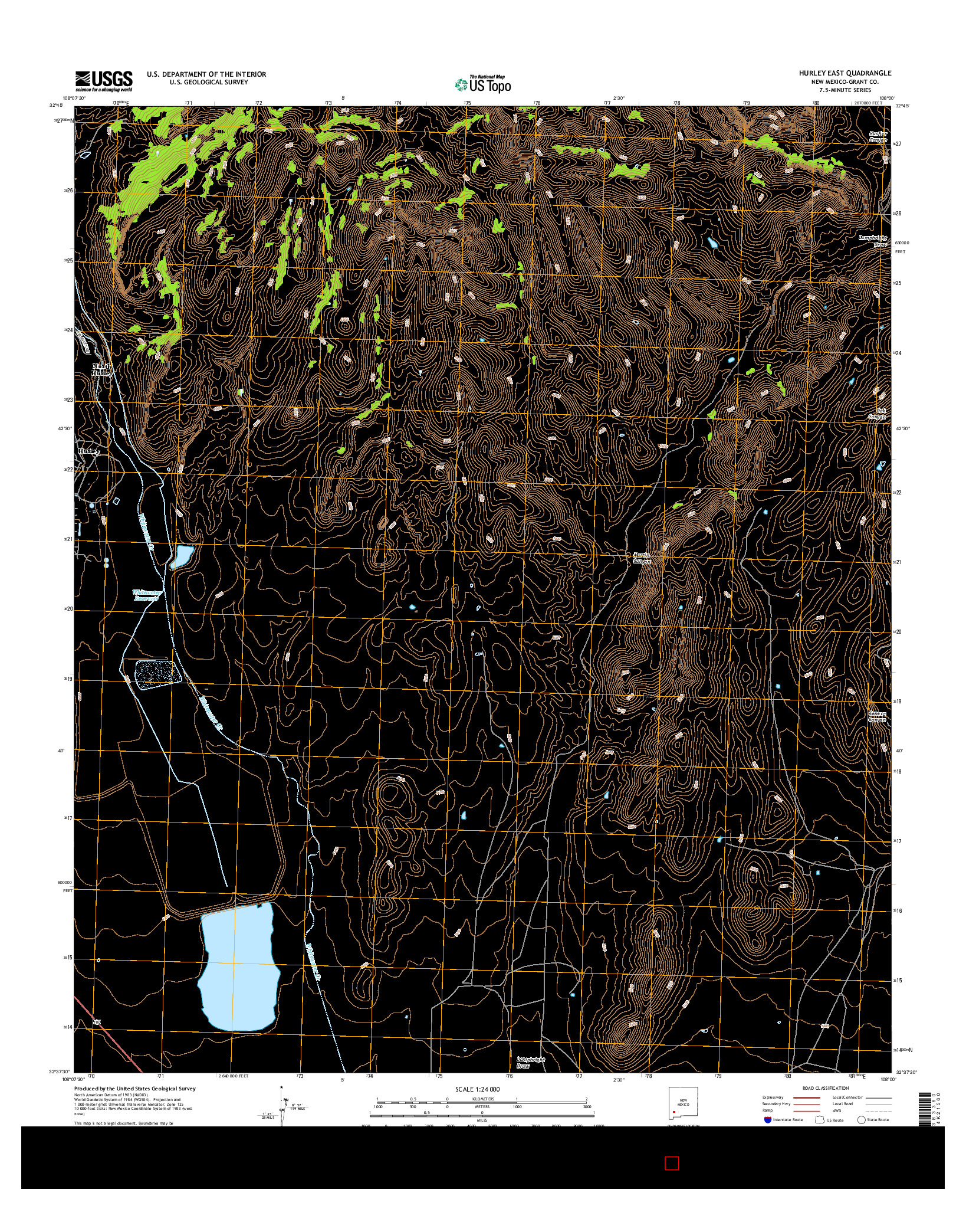 USGS US TOPO 7.5-MINUTE MAP FOR HURLEY EAST, NM 2017