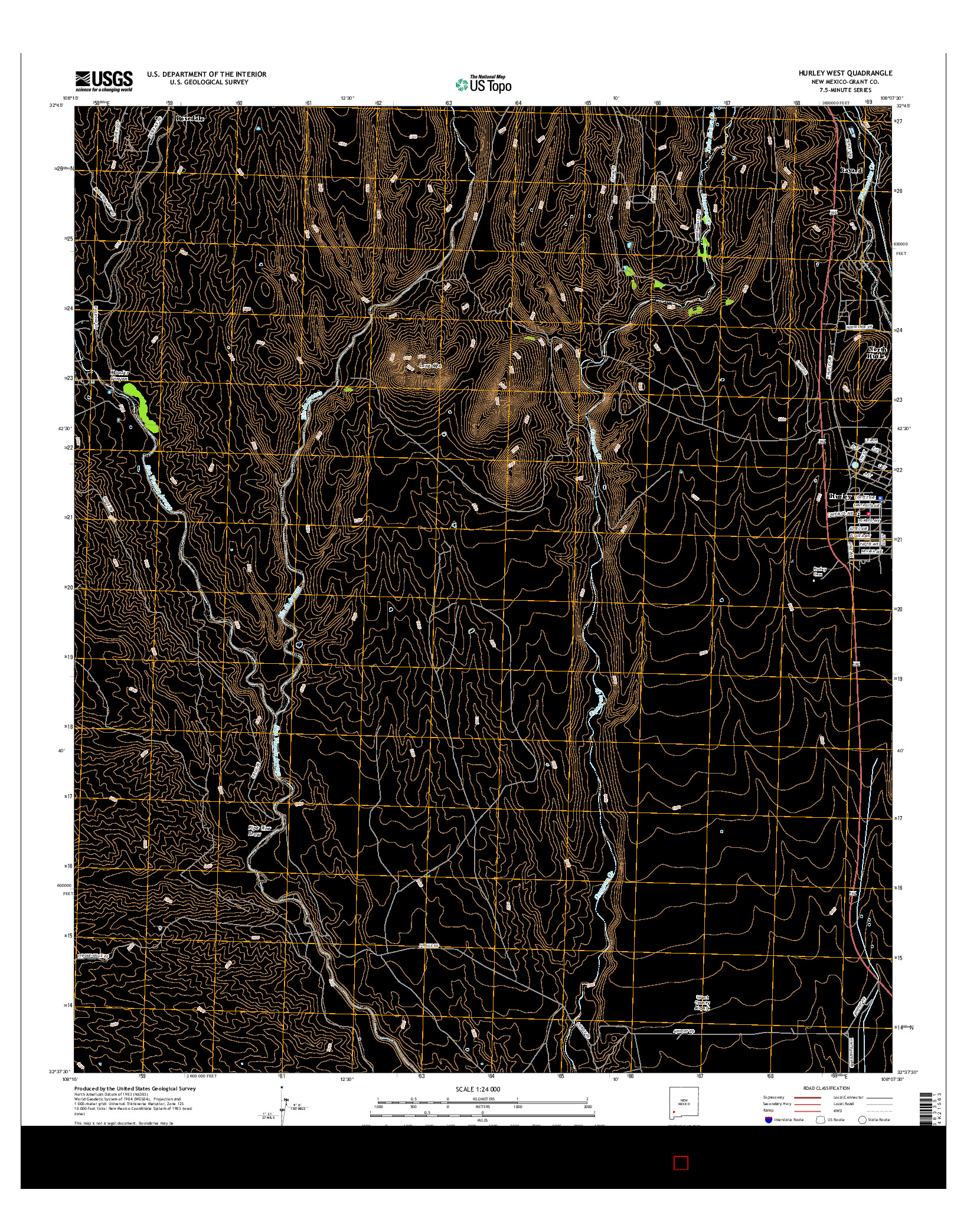 USGS US TOPO 7.5-MINUTE MAP FOR HURLEY WEST, NM 2017