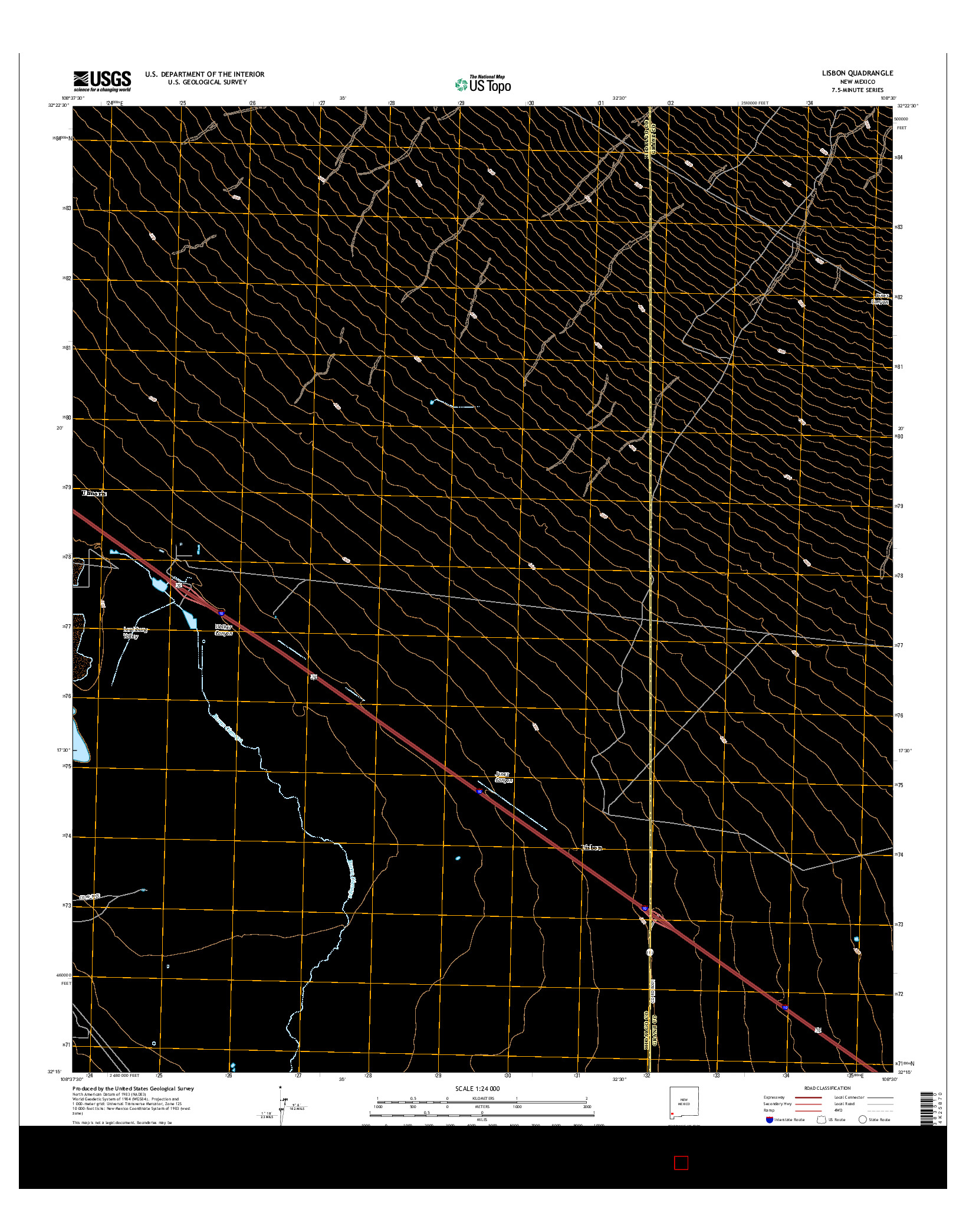 USGS US TOPO 7.5-MINUTE MAP FOR LISBON, NM 2017