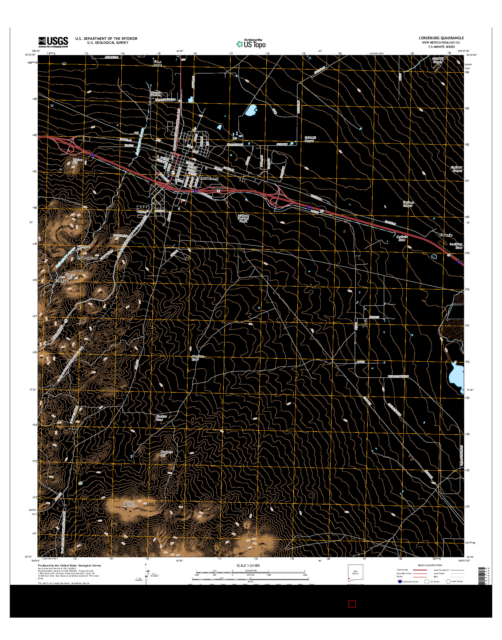 USGS US TOPO 7.5-MINUTE MAP FOR LORDSBURG, NM 2017