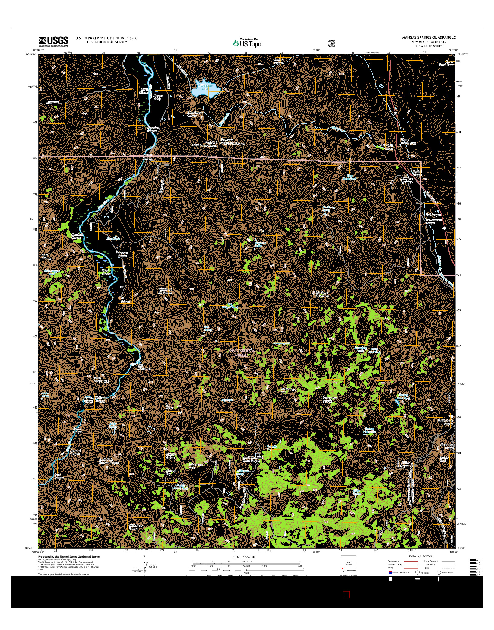 USGS US TOPO 7.5-MINUTE MAP FOR MANGAS SPRINGS, NM 2017