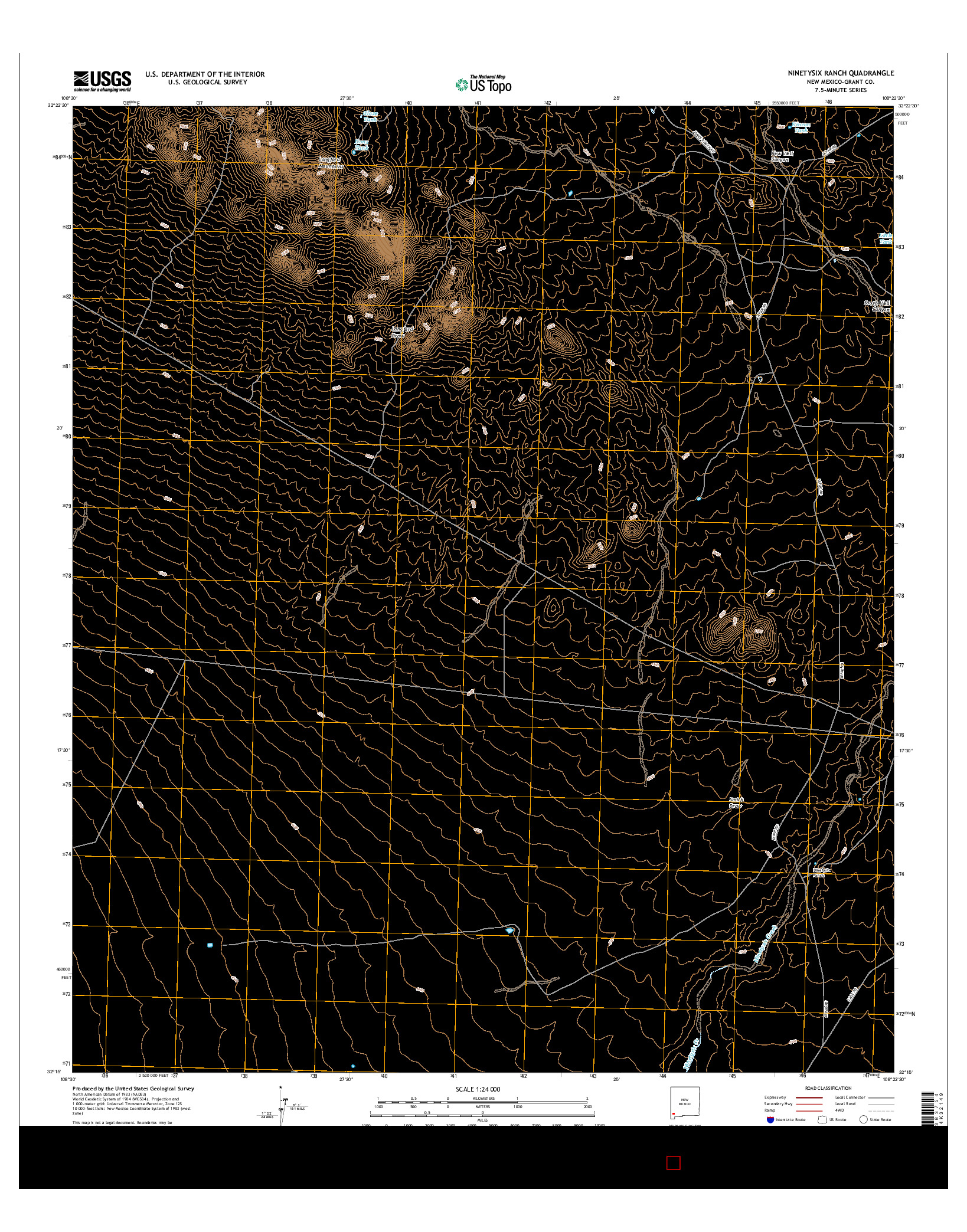 USGS US TOPO 7.5-MINUTE MAP FOR NINETYSIX RANCH, NM 2017