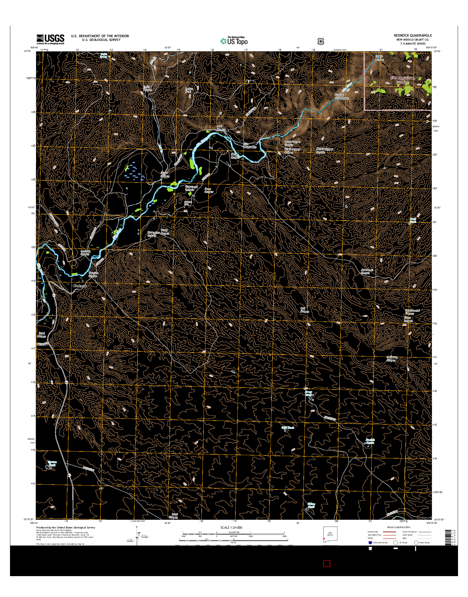 USGS US TOPO 7.5-MINUTE MAP FOR REDROCK, NM 2017