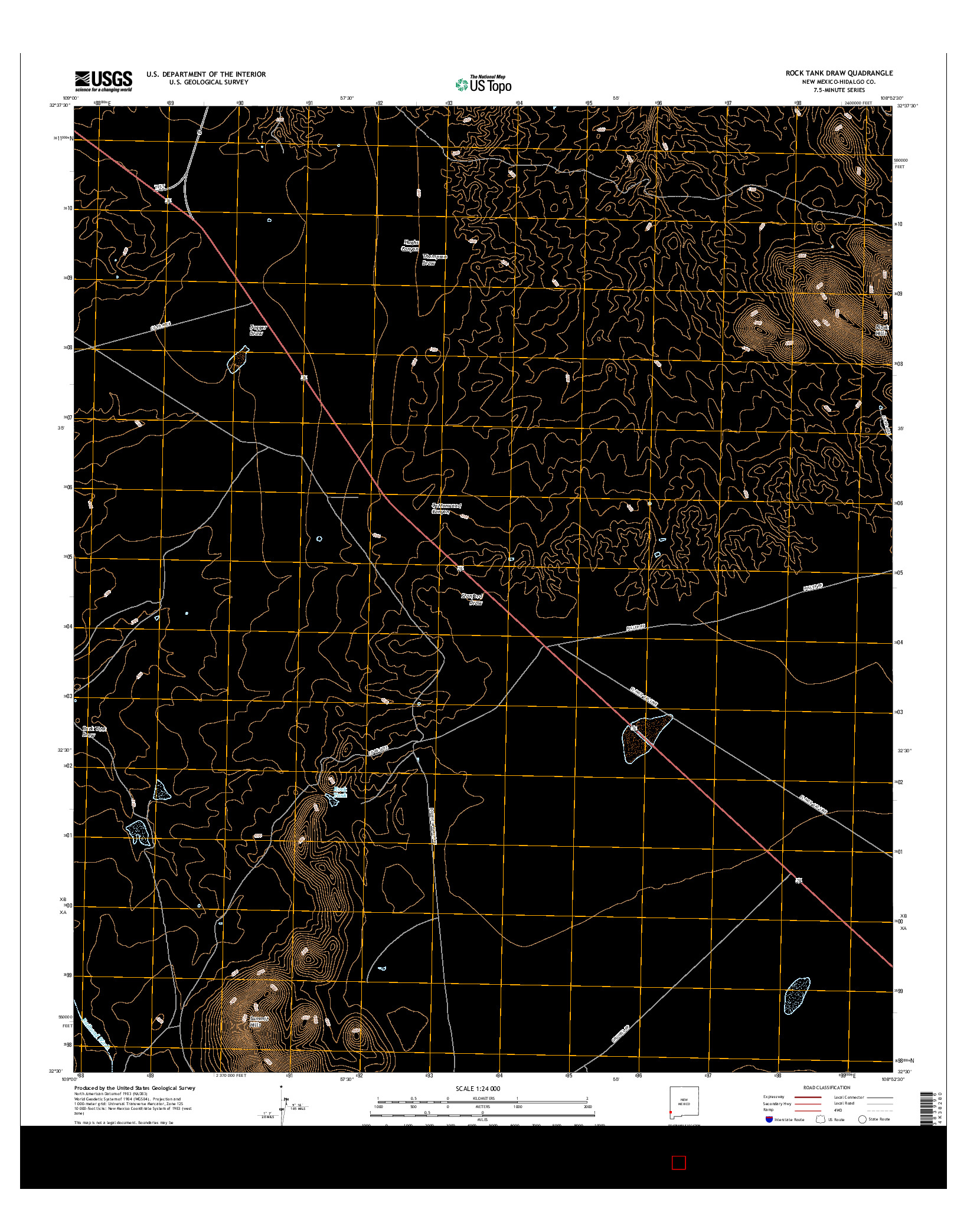 USGS US TOPO 7.5-MINUTE MAP FOR ROCK TANK DRAW, NM 2017