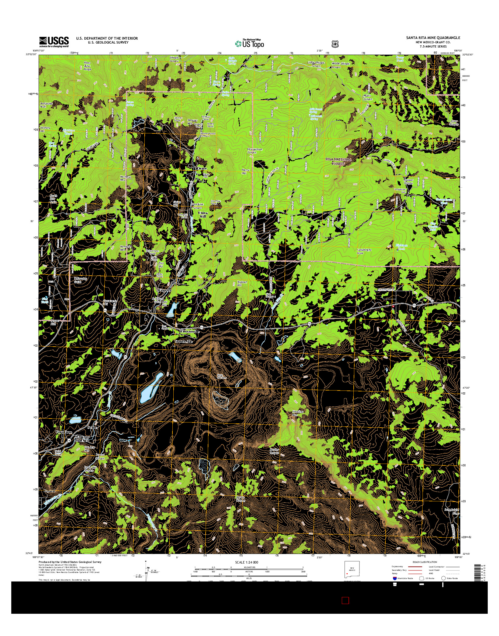 USGS US TOPO 7.5-MINUTE MAP FOR SANTA RITA MINE, NM 2017