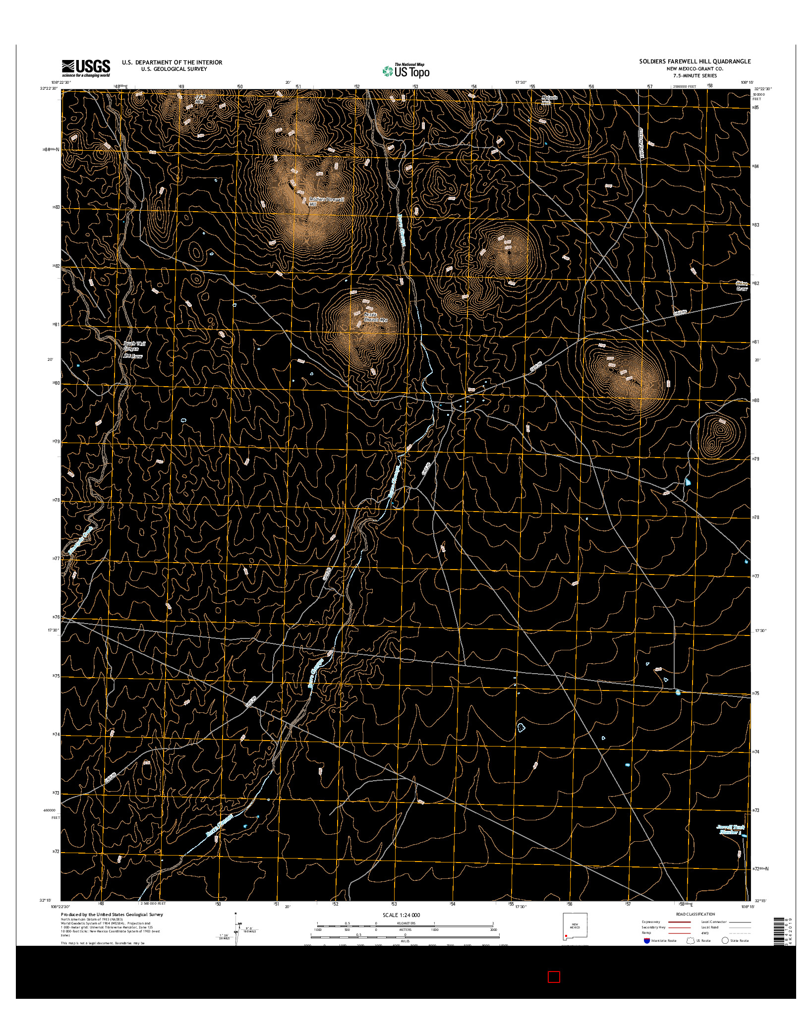 USGS US TOPO 7.5-MINUTE MAP FOR SOLDIERS FAREWELL HILL, NM 2017