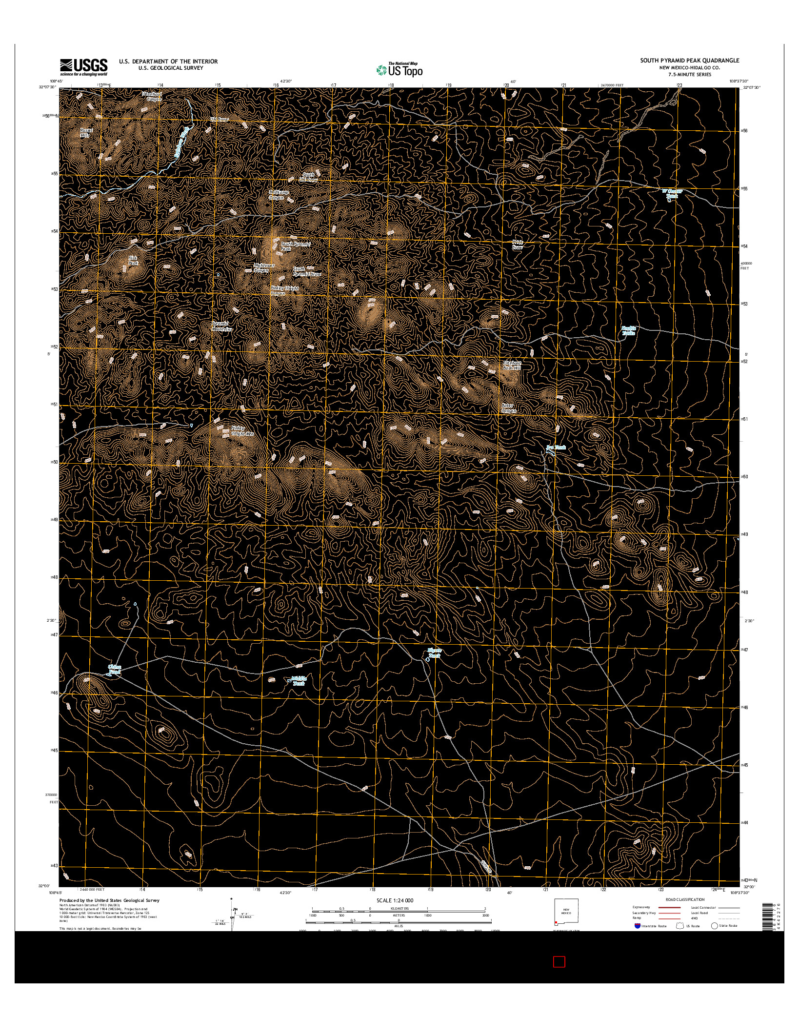 USGS US TOPO 7.5-MINUTE MAP FOR SOUTH PYRAMID PEAK, NM 2017