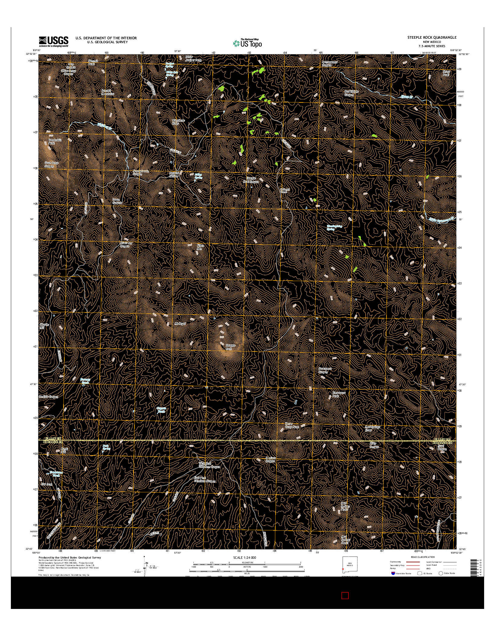 USGS US TOPO 7.5-MINUTE MAP FOR STEEPLE ROCK, NM 2017