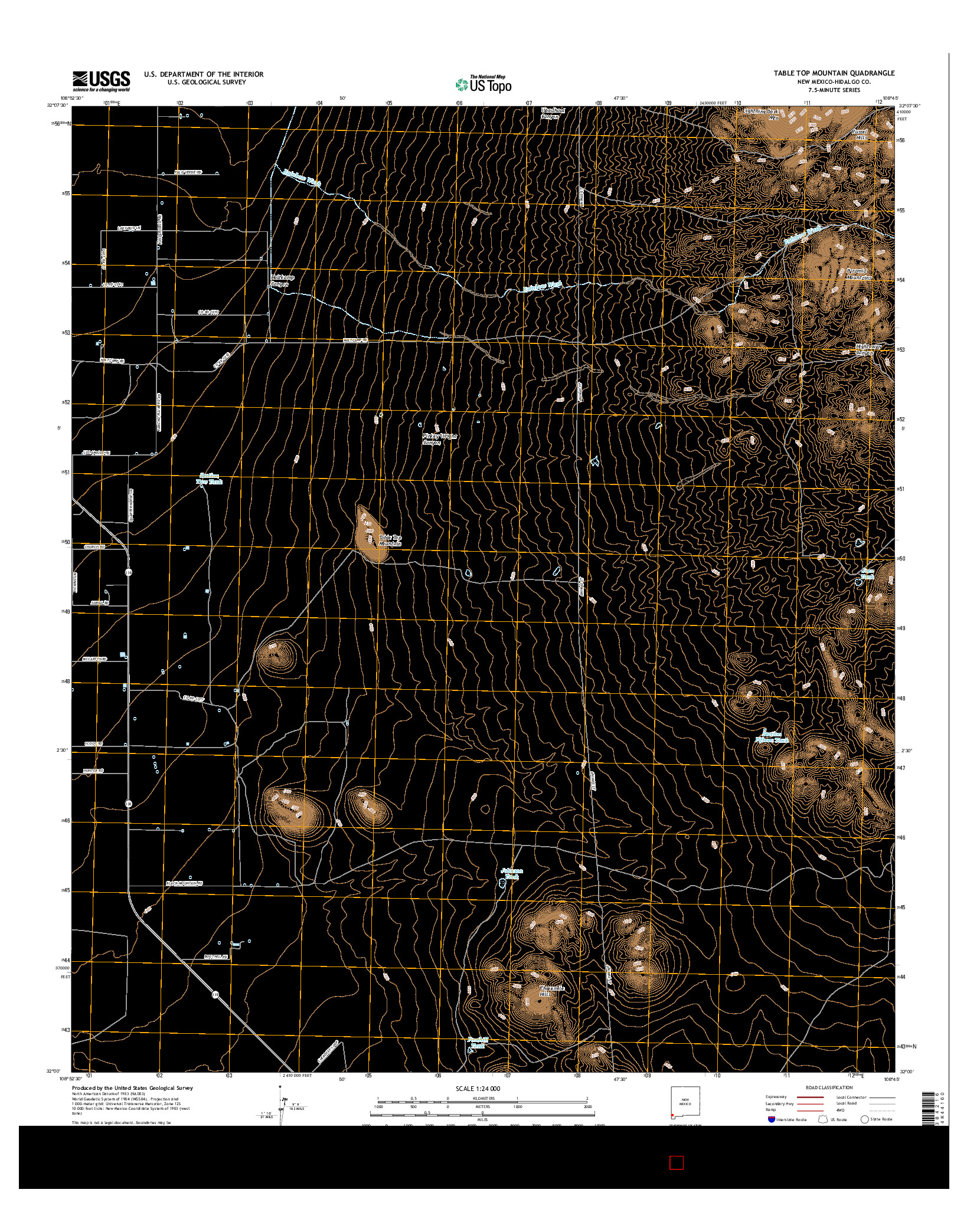 USGS US TOPO 7.5-MINUTE MAP FOR TABLE TOP MOUNTAIN, NM 2017